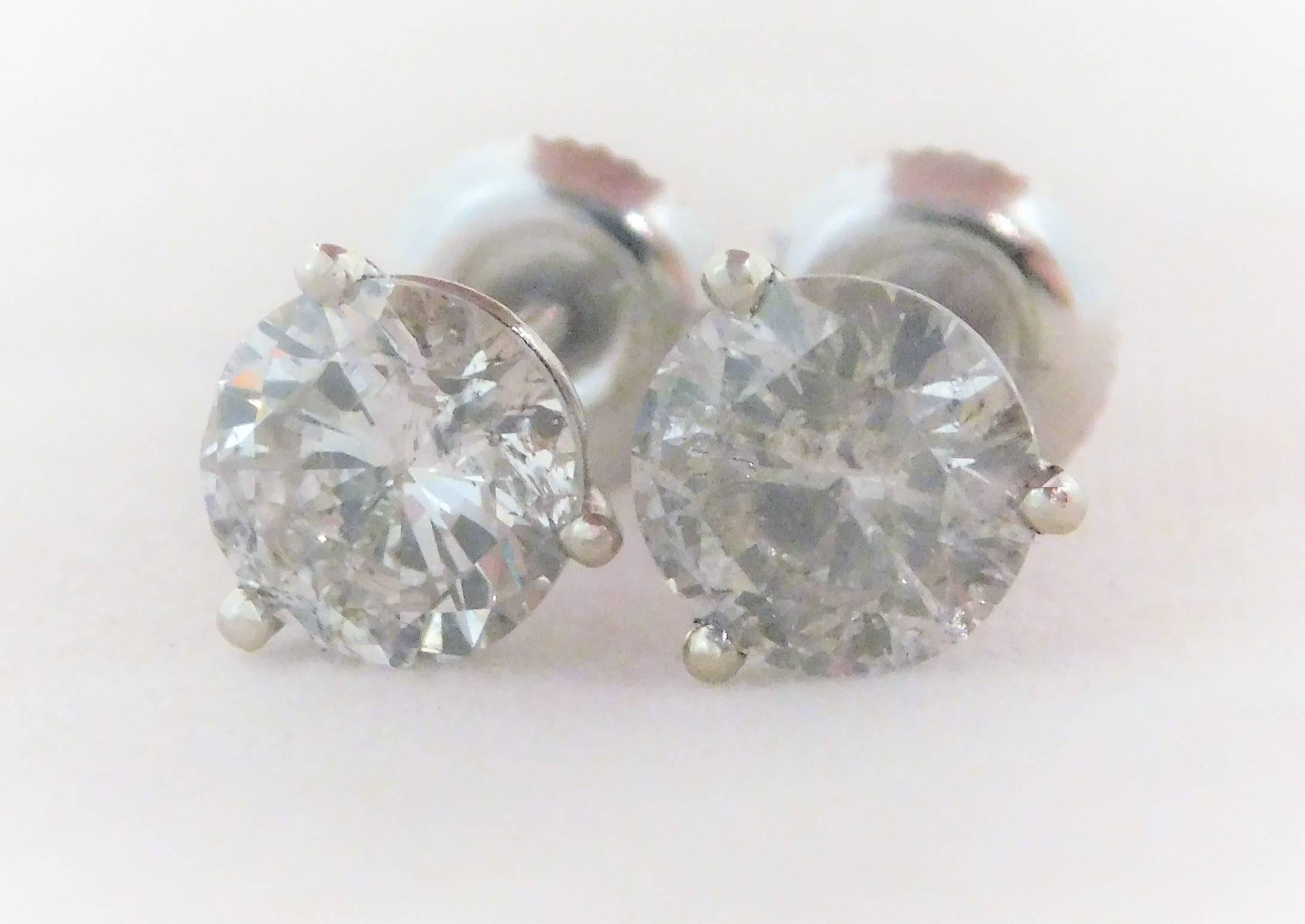 2.12 Carat Total Weight Diamond Stud Earrings In New Condition For Sale In Metairie, LA