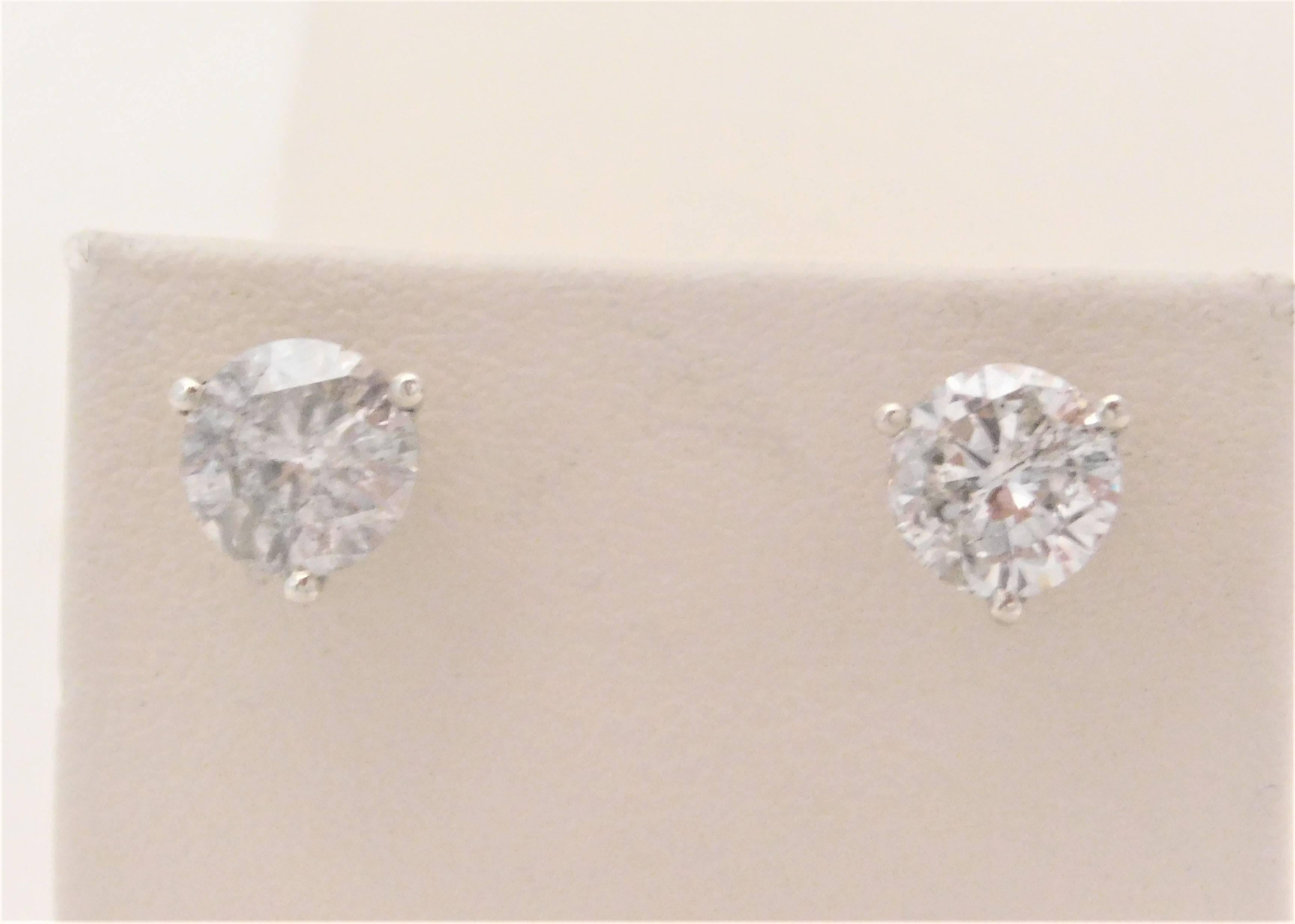 2.12 Carat Total Weight Diamond Stud Earrings For Sale 4