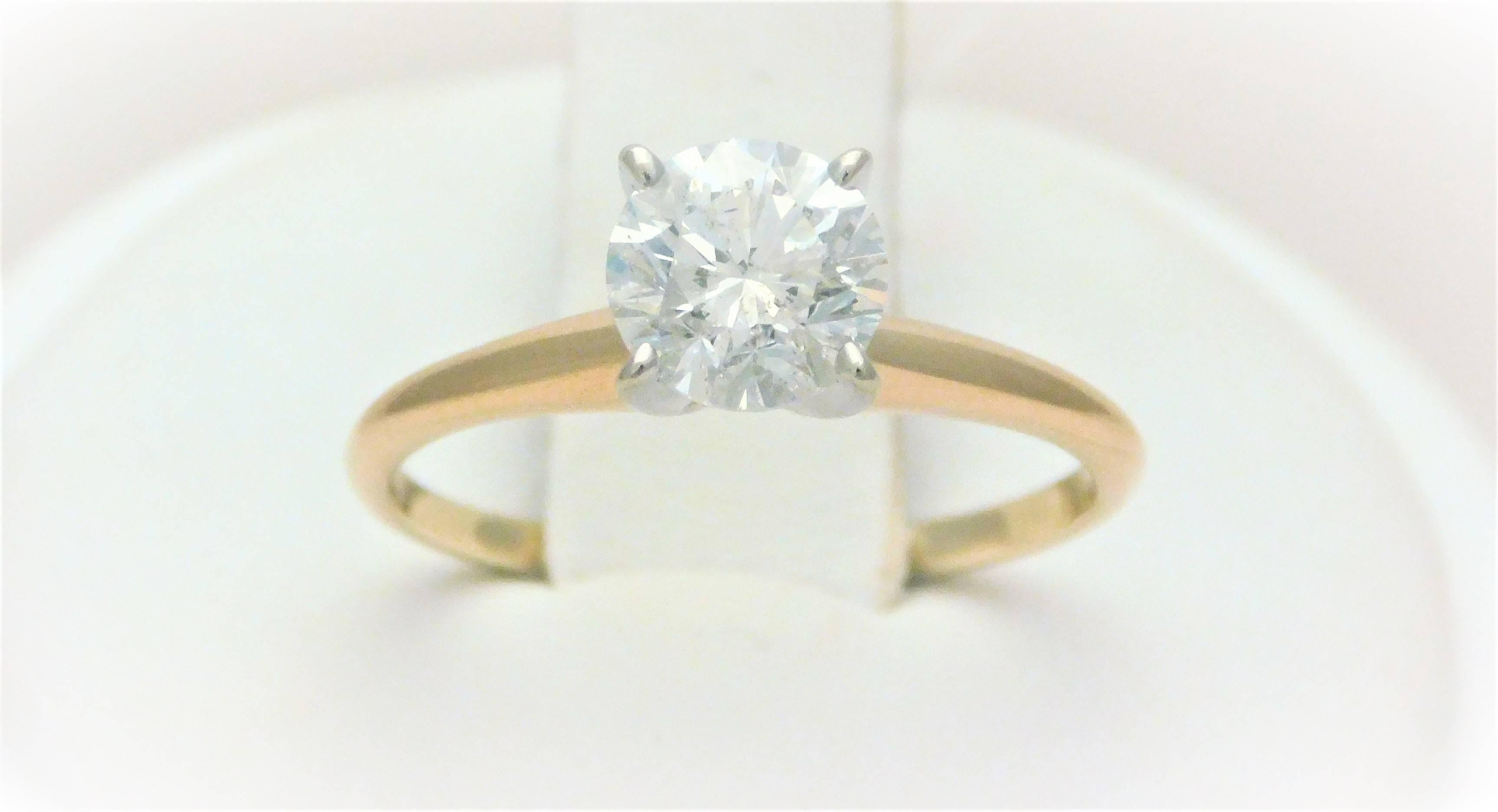 1.23 Carat Round Brilliant-Cut Diamond Solitaire Engagement Ring In New Condition In Metairie, LA