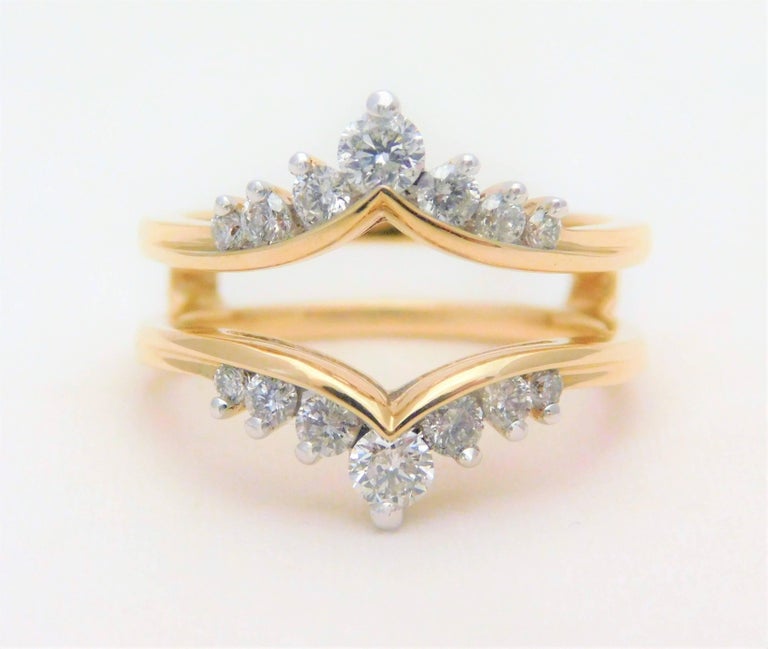 Vintage 14 Karat Diamond Engagement Ring Wrap Enhancer For Sale at