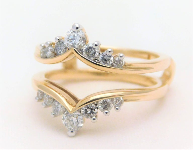 Vintage 14 Karat Diamond Engagement Ring Wrap Enhancer For Sale at ...