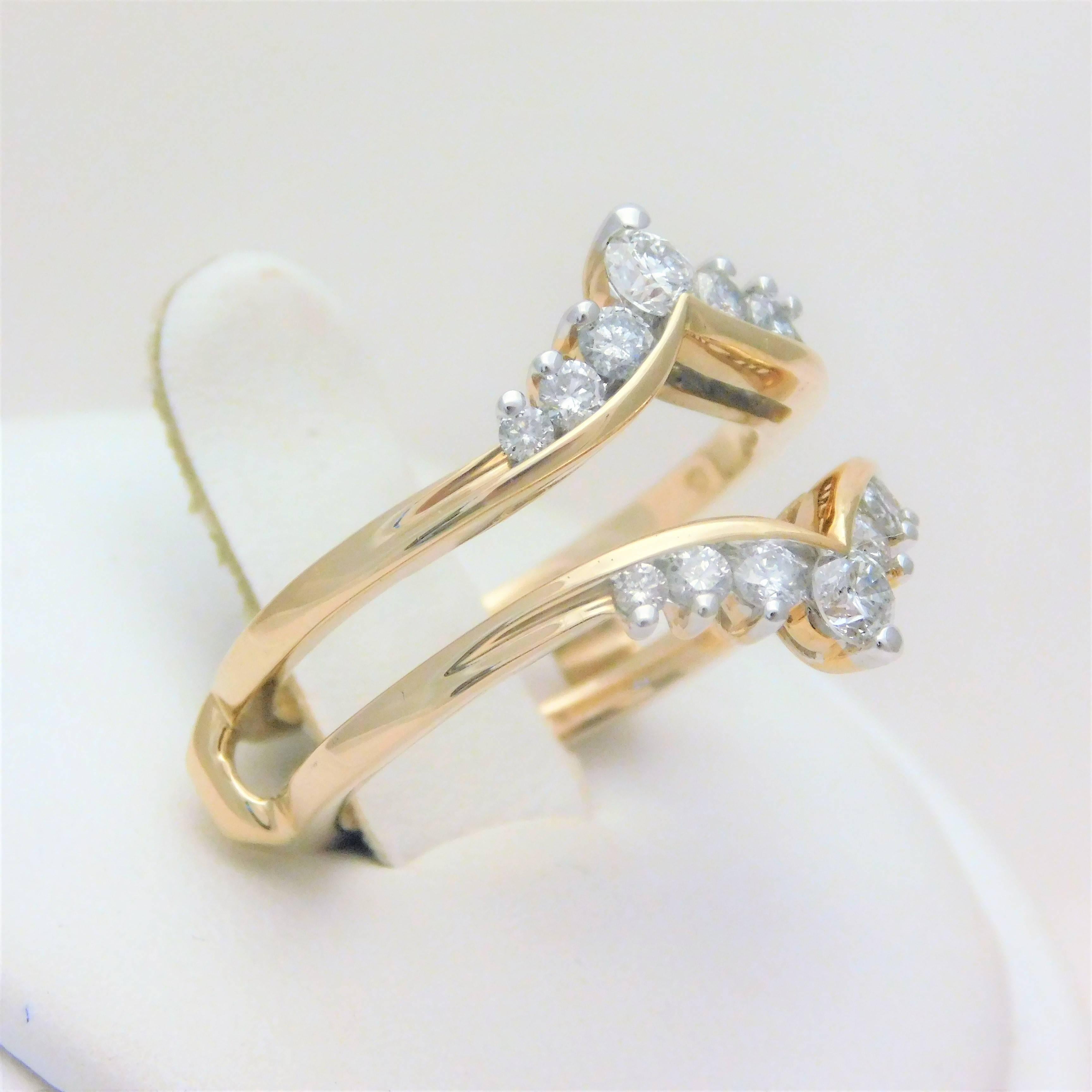 Vintage 14 Karat Diamond Engagement Ring Wrap Enhancer In New Condition For Sale In Metairie, LA