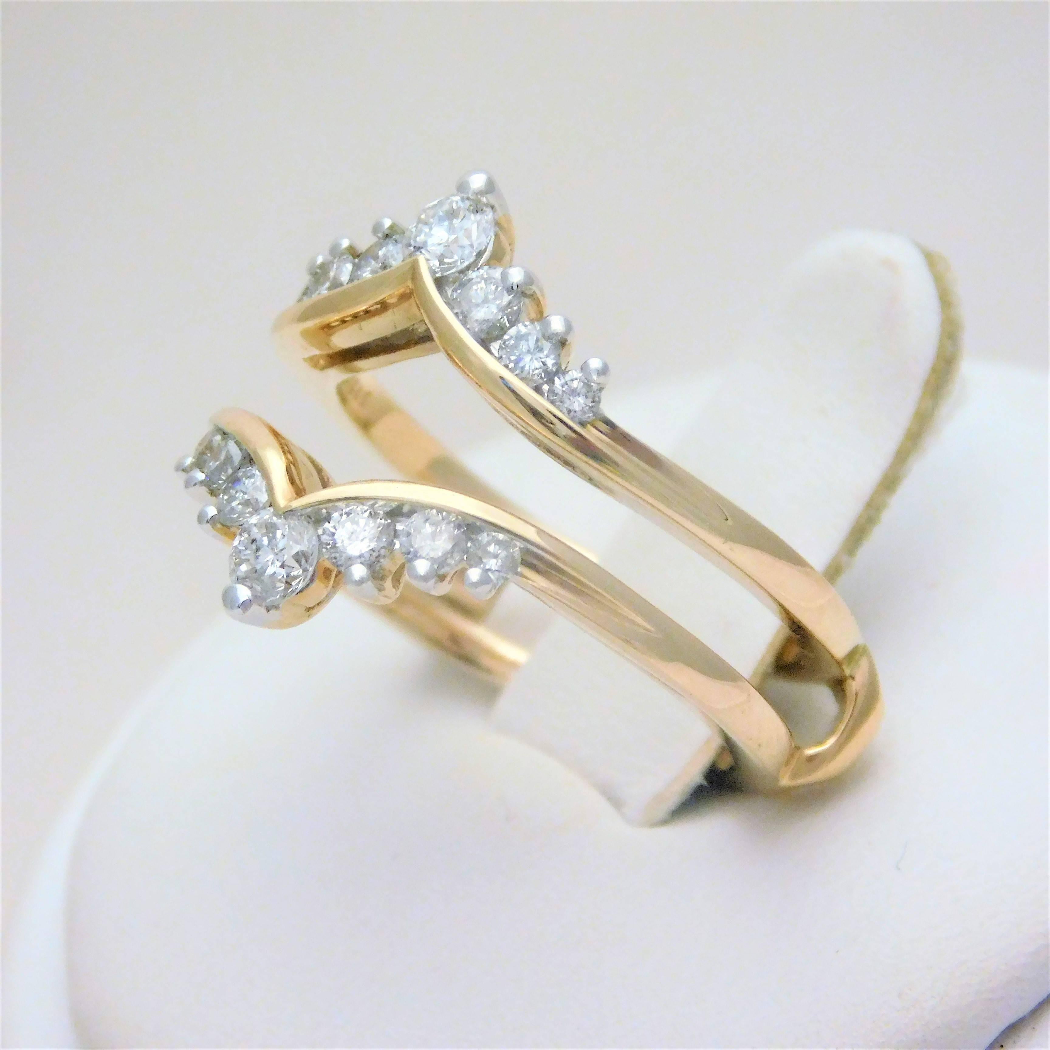 Women's Vintage 14 Karat Diamond Engagement Ring Wrap Enhancer For Sale