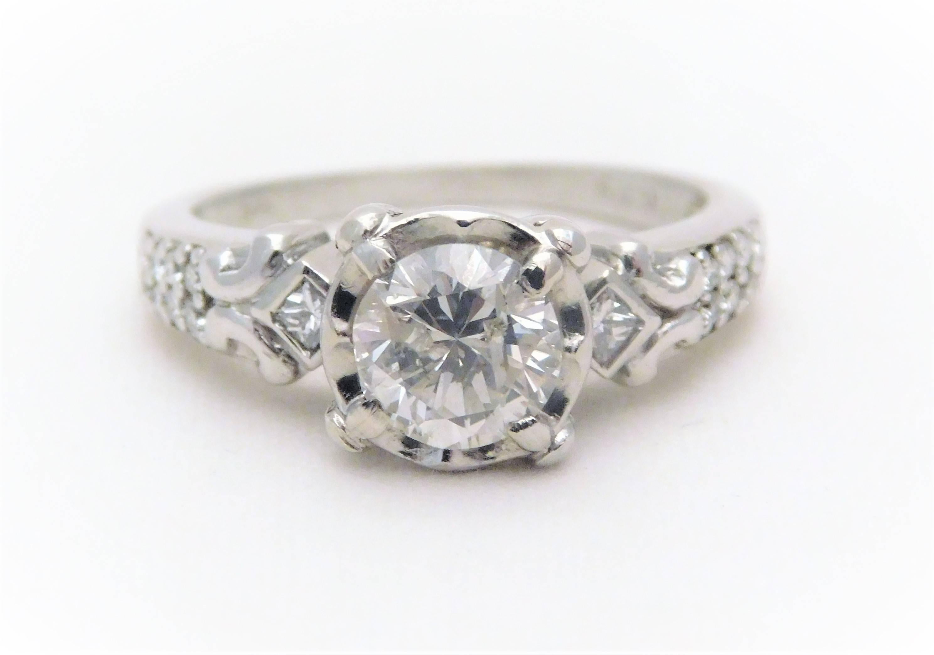Vintage 14k White Gold Diamond Engagement Ring

From an exquisite New Orleans estate.  This amazing engagement-style ring has been crafted in solid 14k white gold.  It has been masterfully jeweled in a four-prong head with a beautiful Round