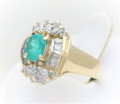 Midcentury 2 Carat Emerald and Diamond Cocktail Ring