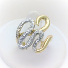 Vintage 14 Karat Gold Designer Diamond Snake Ring