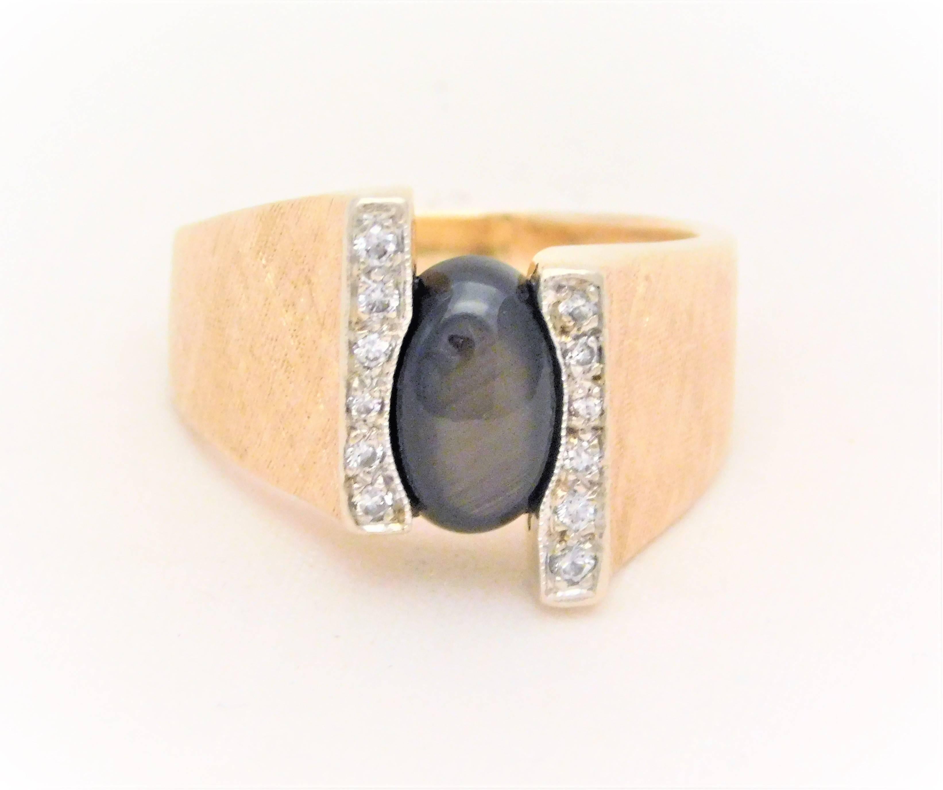 2.50 Carat Black Star Sapphire and Diamond Ring 2