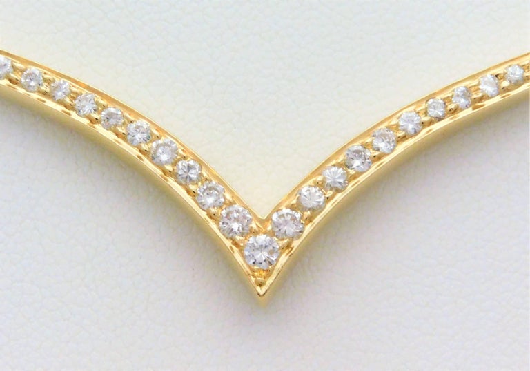 Vintage 14 Karat Gold V Diamond Pendant Necklace For Sale at 1stDibs