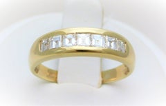 Gents Midcentury 18 Karat Asscher-Cut Diamond Wedding Band