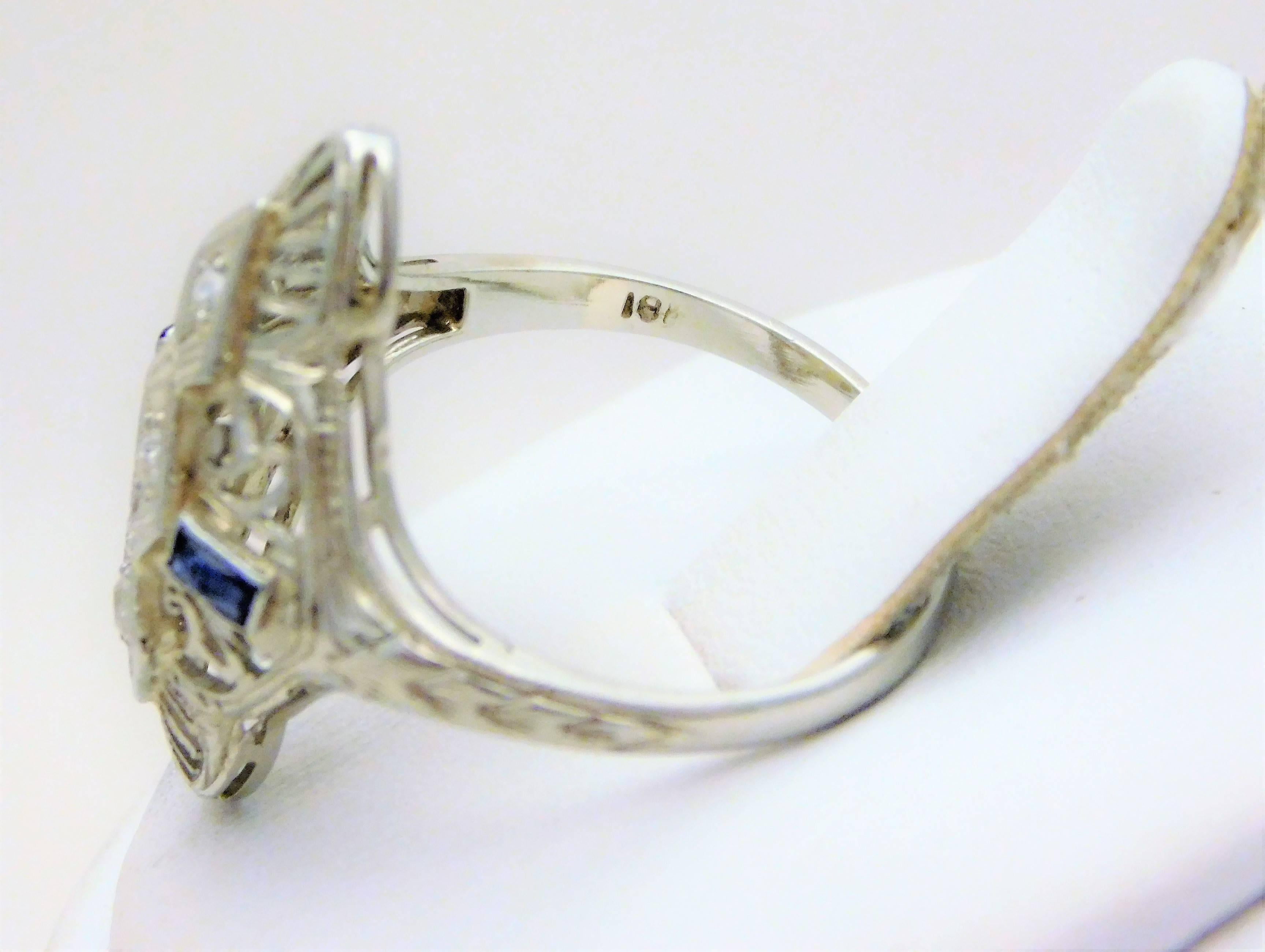Ladies’ 18k Late Victorian “Shield Ring” with Sapphires and Old Mine-cut Diamond 1