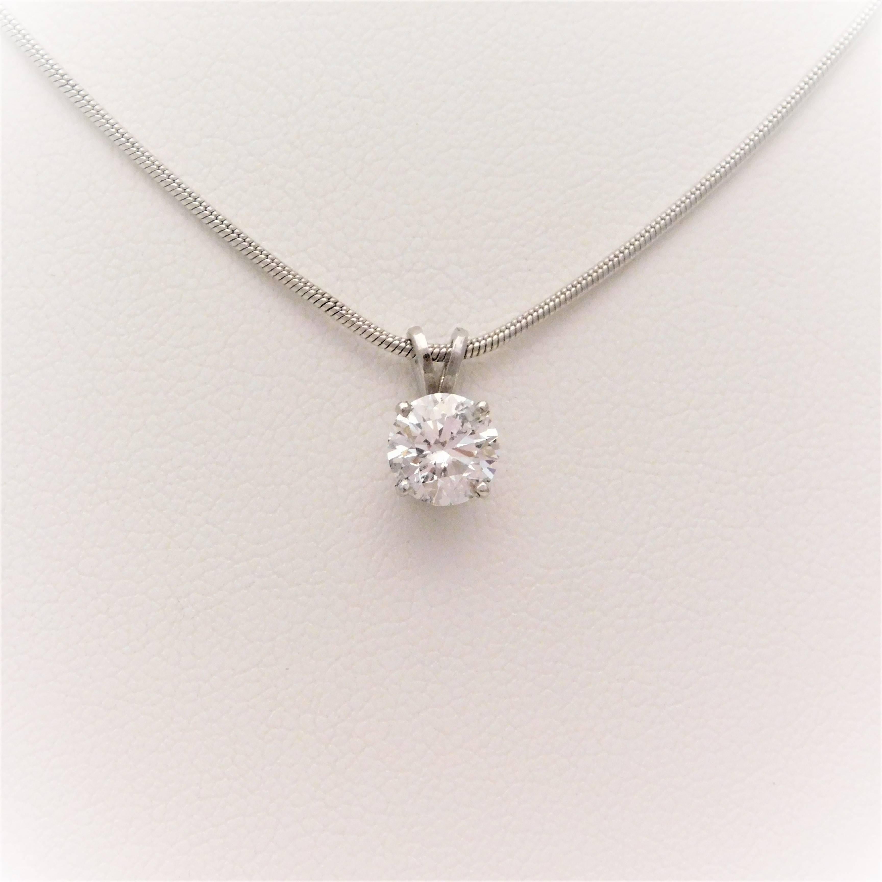 Modern 1.25ct White Gold Diamond Solitaire Necklace For Sale