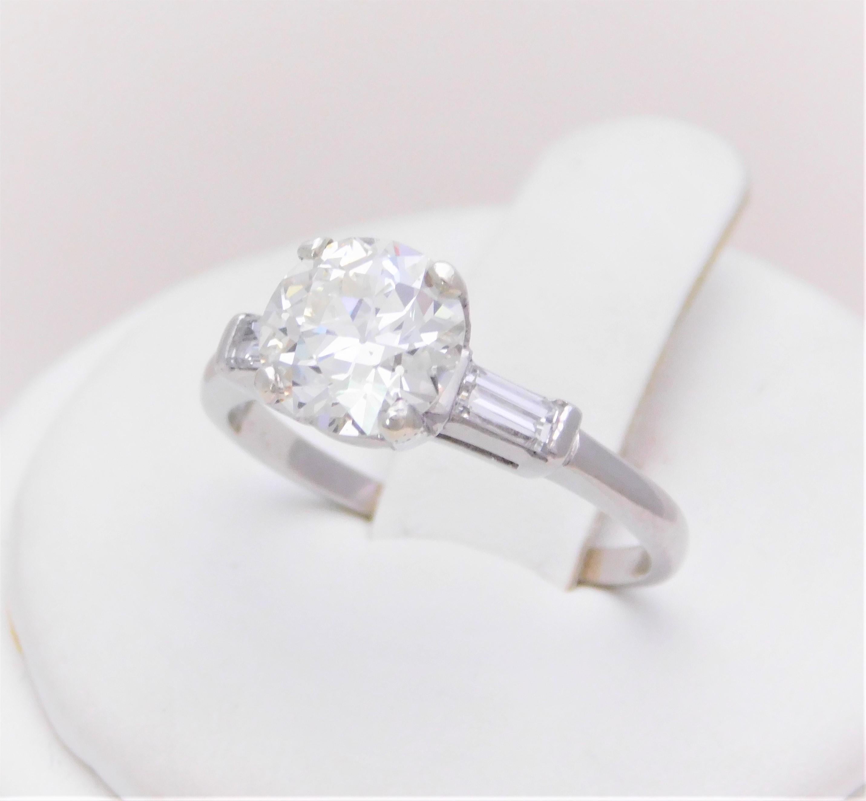 Antique 2.02 Total Carat Weight Old European Cut Diamond Engagement Ring In Excellent Condition In Metairie, LA