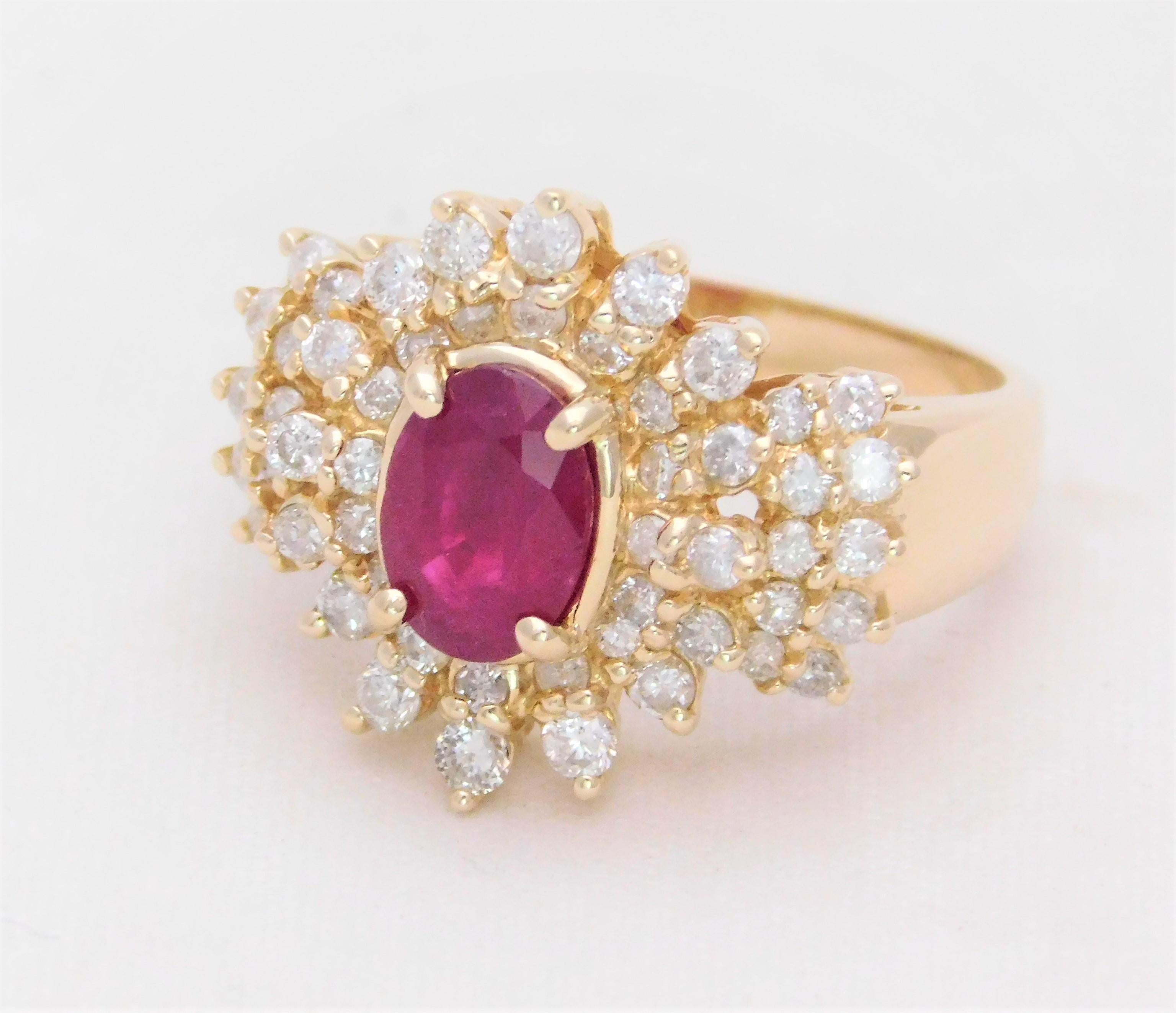 Late Victorian 2.40 Carat Ruby and Diamond Cocktail Ring