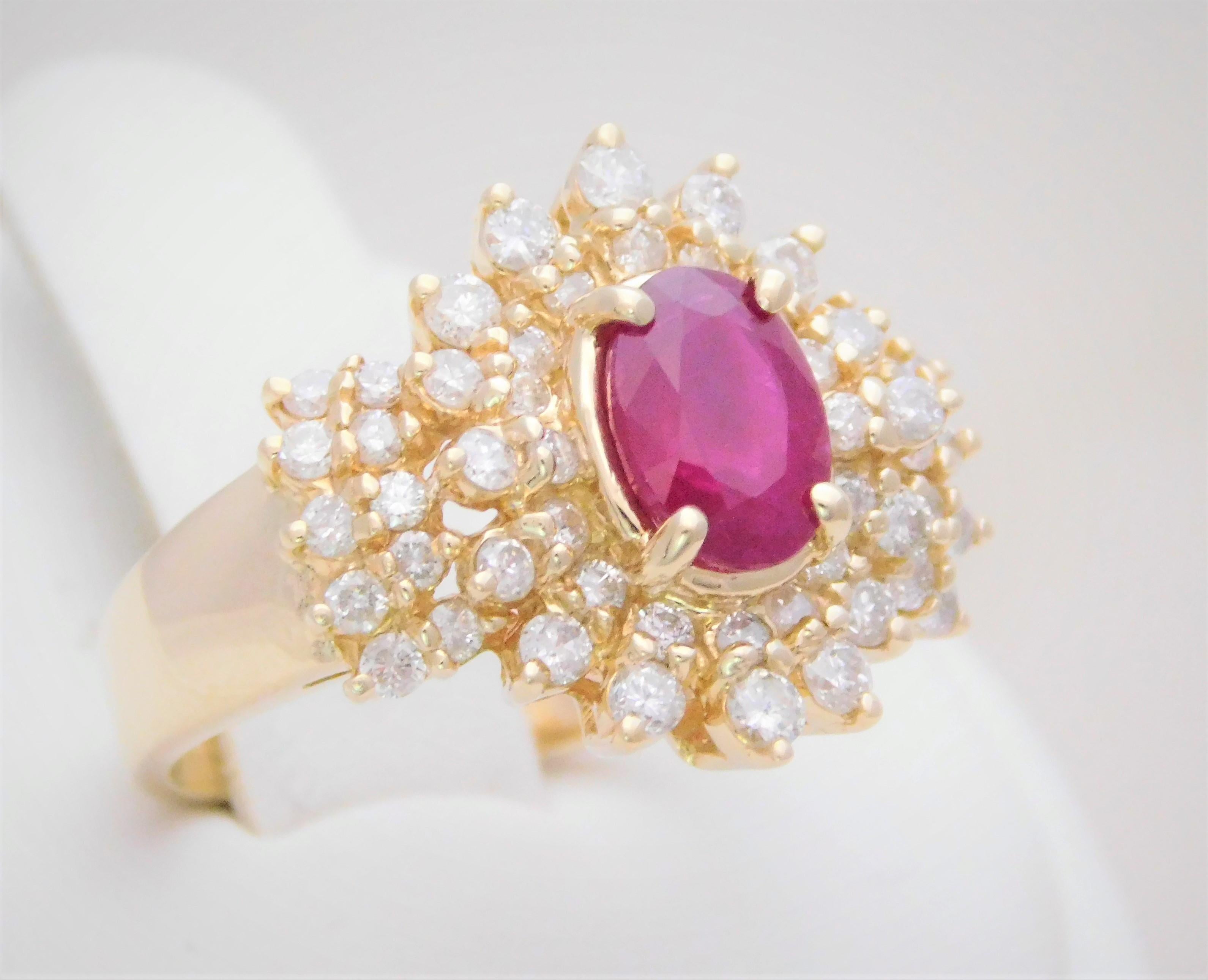 2.40 Carat Ruby and Diamond Cocktail Ring In Excellent Condition In Metairie, LA