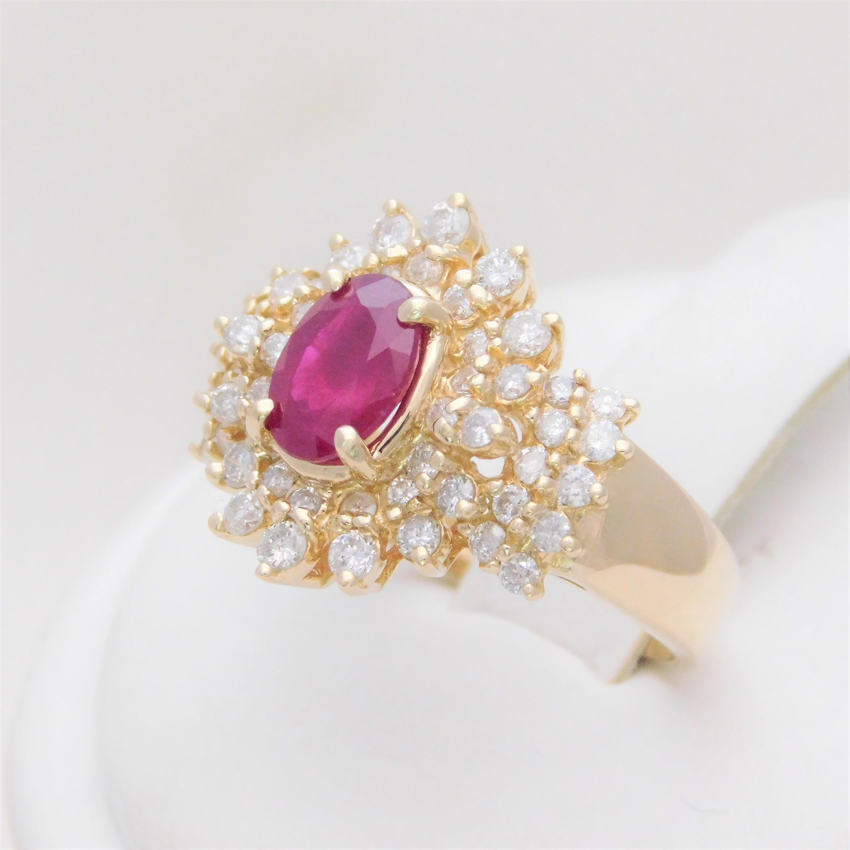 Women's 2.40 Carat Ruby and Diamond Cocktail Ring