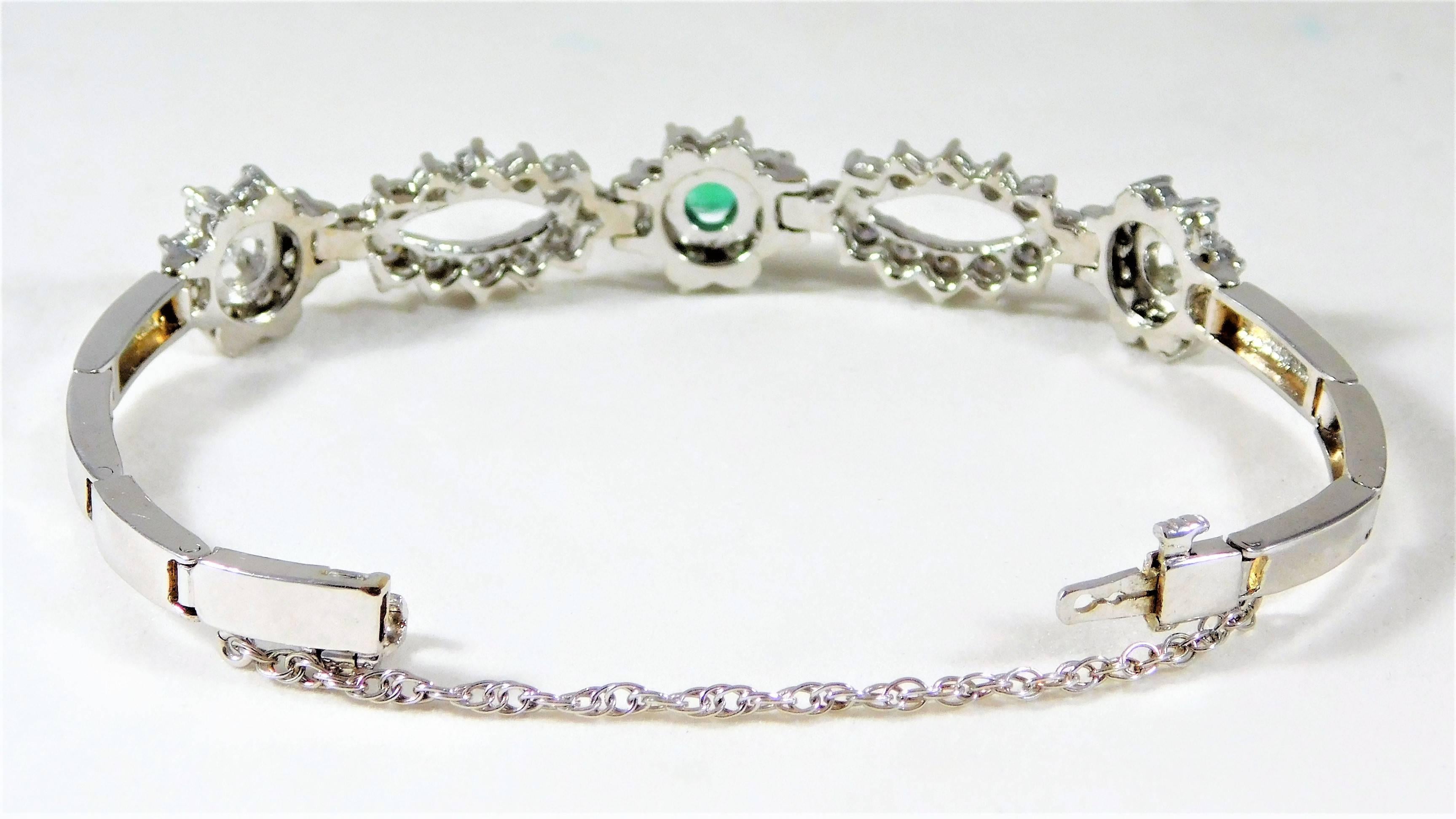 Sparkling Emerald Diamond White Gold Bracelet, circa 1940 3