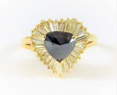 Deep Blue 2.25 Carat Sapphire Diamond Yellow Gold Ballerina Ring