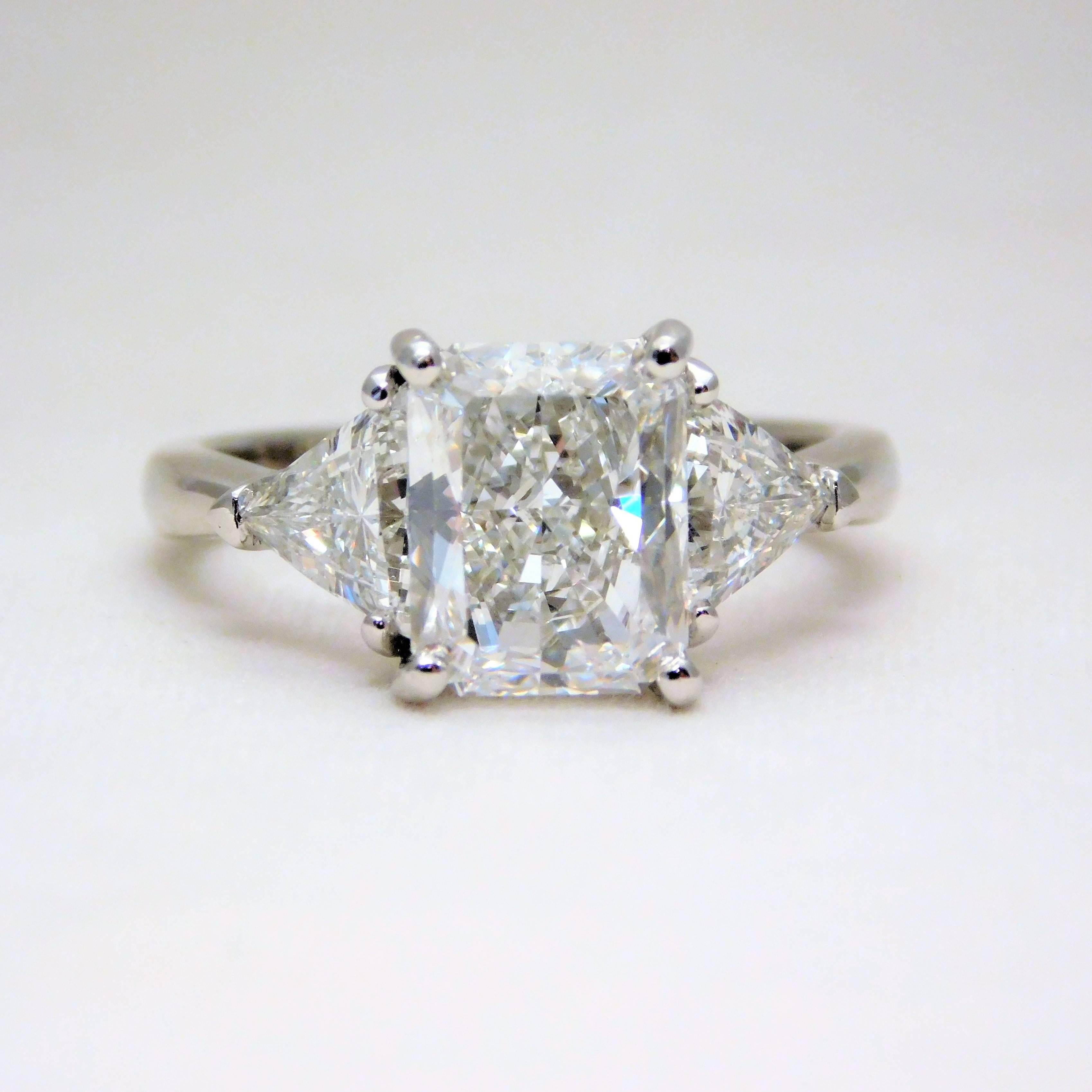 GIA Certified Perfect “D” Color 3ct Radiant-Cut Platinum Diamond Engagement Ring

One of the greatest diamonds we have ever seen hand set by one of our elite bench jewelers.  This isn’t your typical engagement ring.  This dazzling masterpiece is