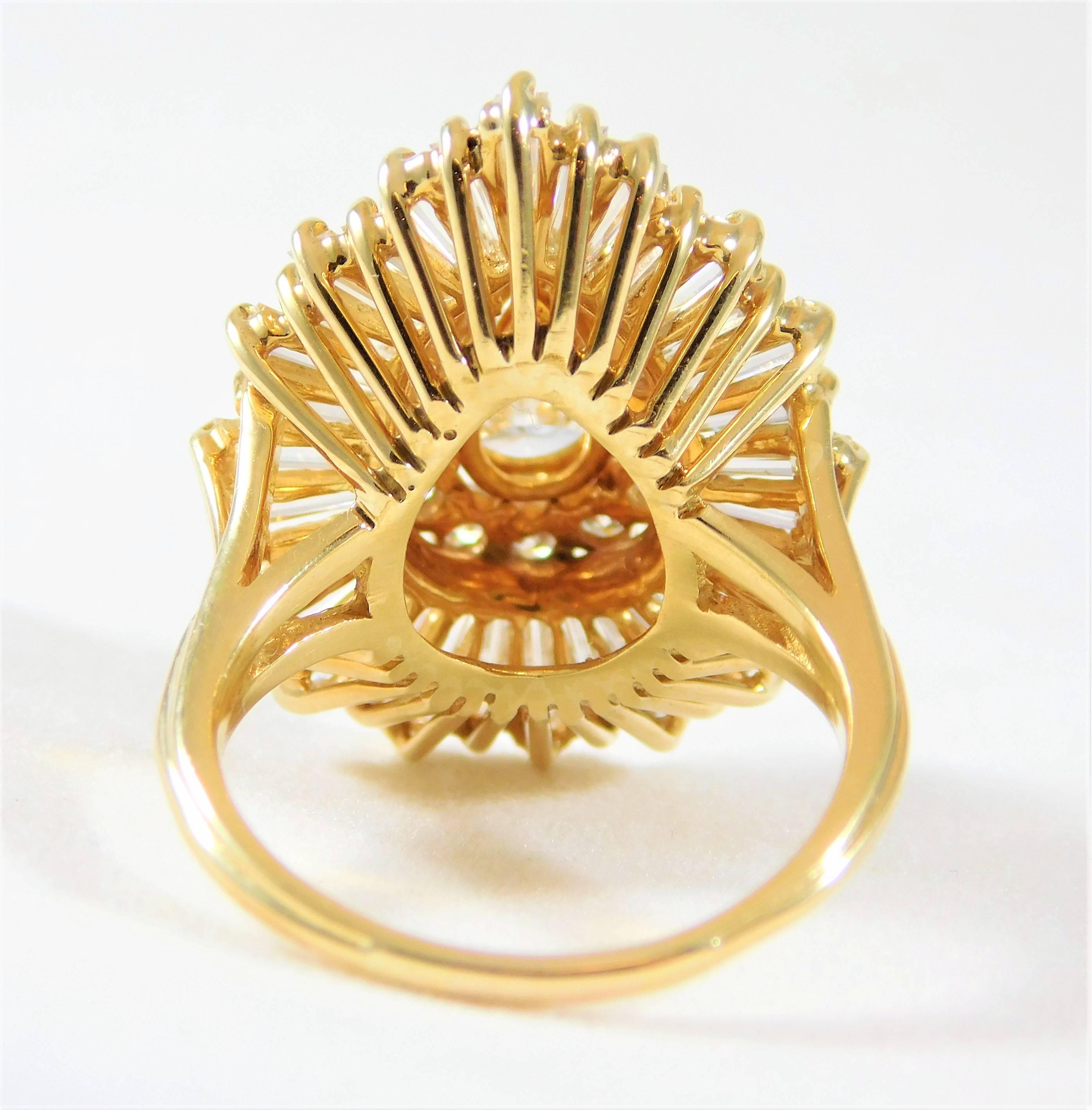 4.50 Carat GIA Certified Diamond Yellow Gold Ballerina Ring 1
