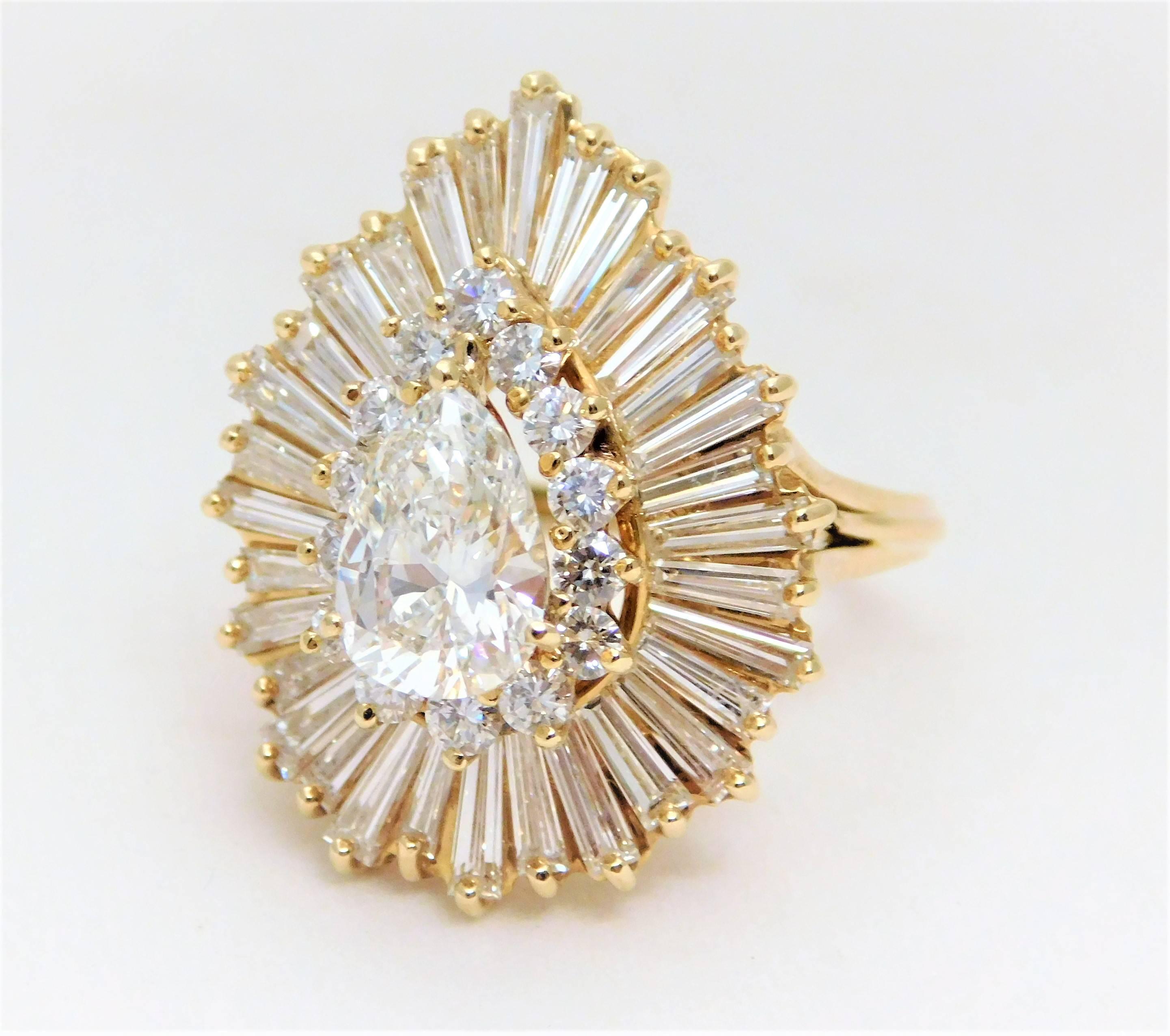 4.50 Carat GIA Certified Diamond Yellow Gold Ballerina Ring 2