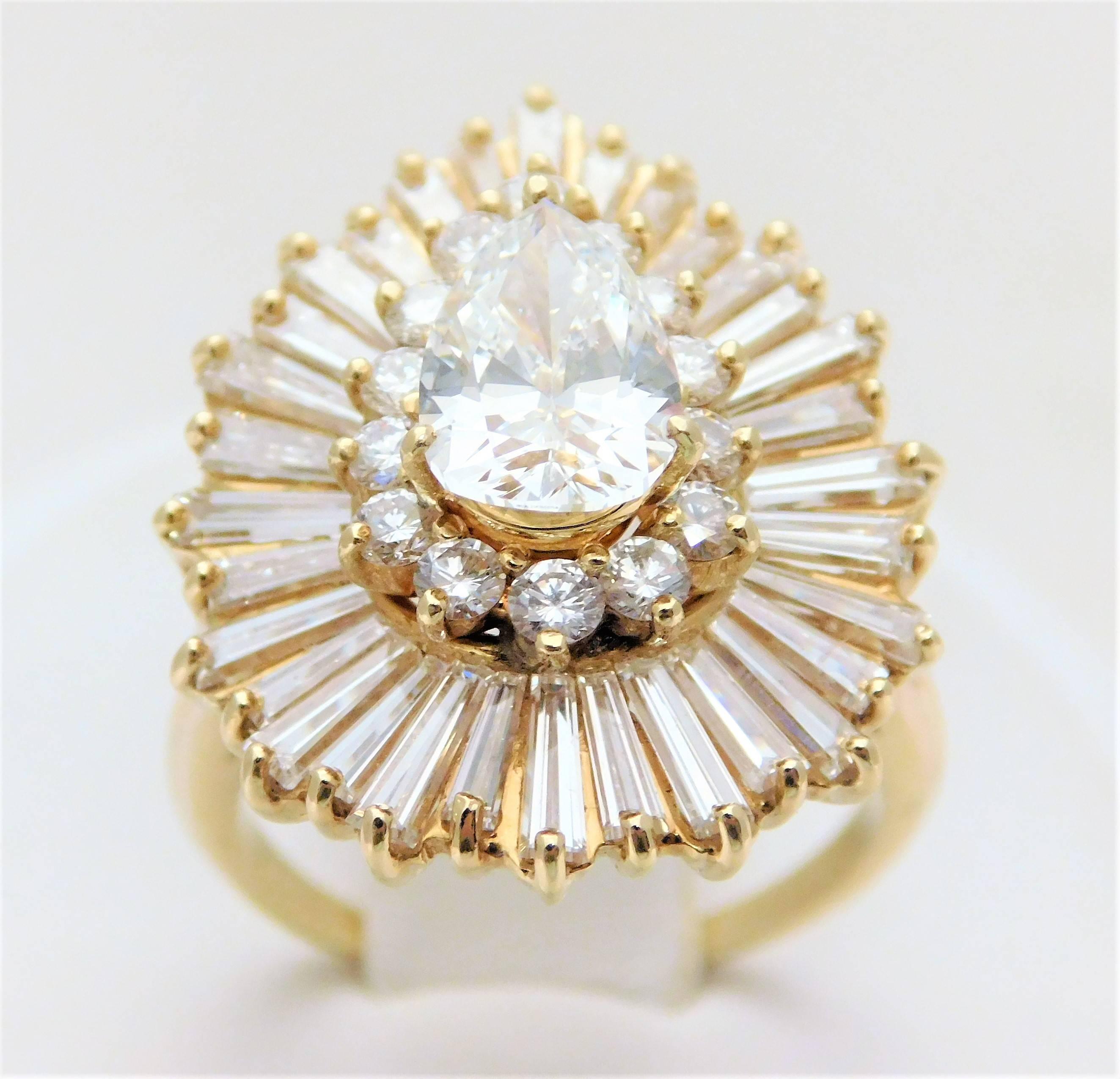 4.50 Carat GIA Certified Diamond Yellow Gold Ballerina Ring 4
