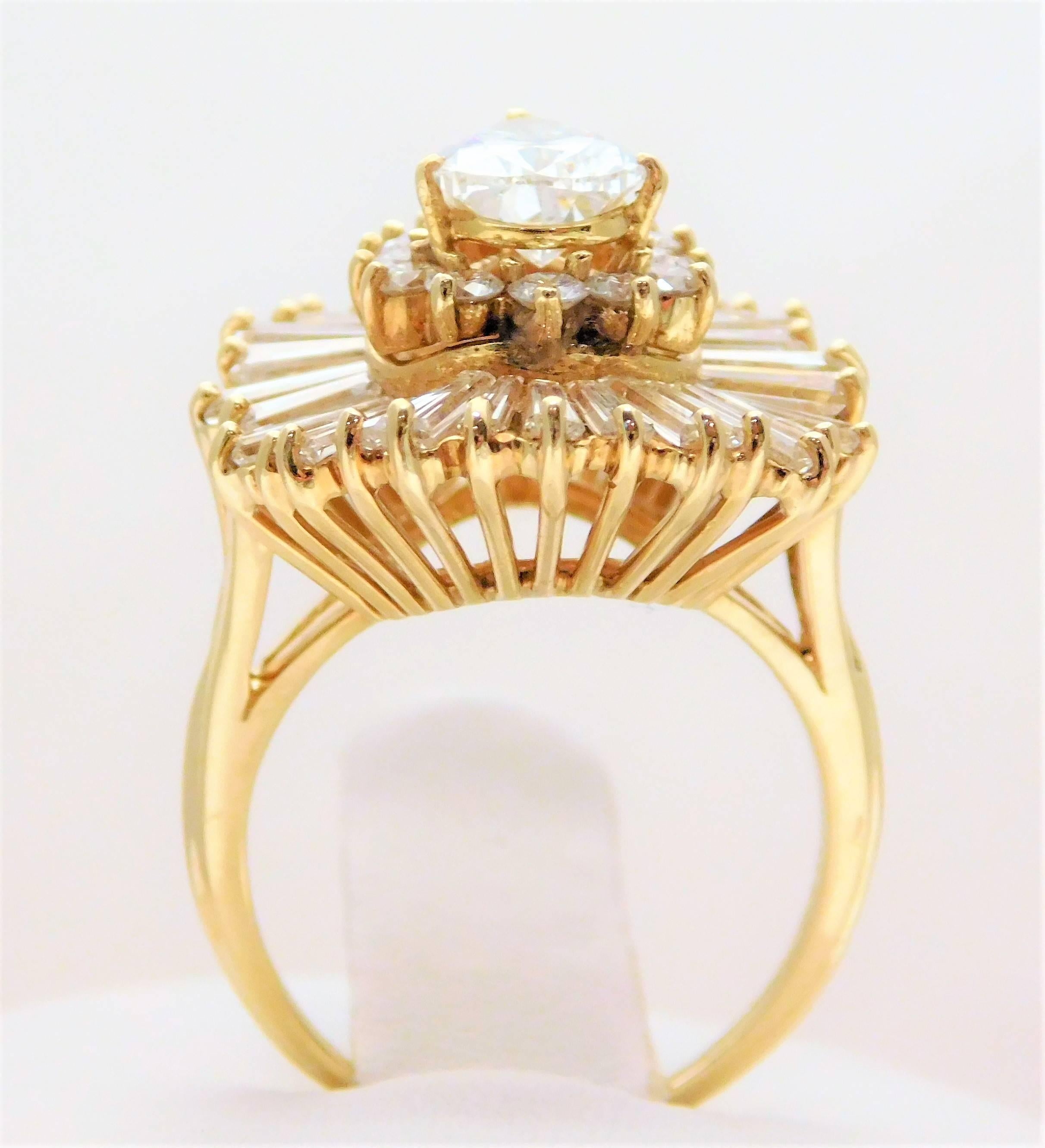 4.50 Carat GIA Certified Diamond Yellow Gold Ballerina Ring 5