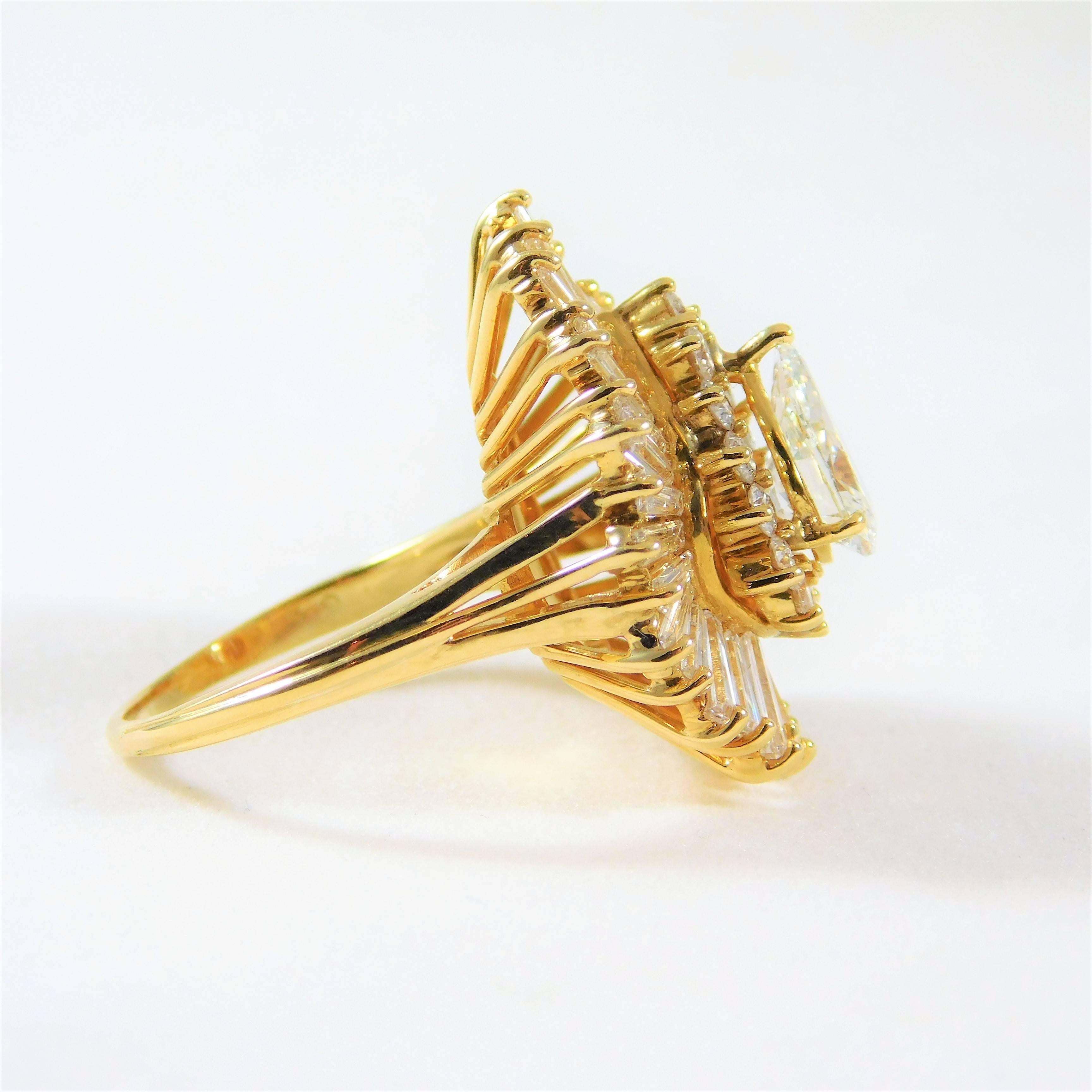 4.50 Carat GIA Certified Diamond Yellow Gold Ballerina Ring 6