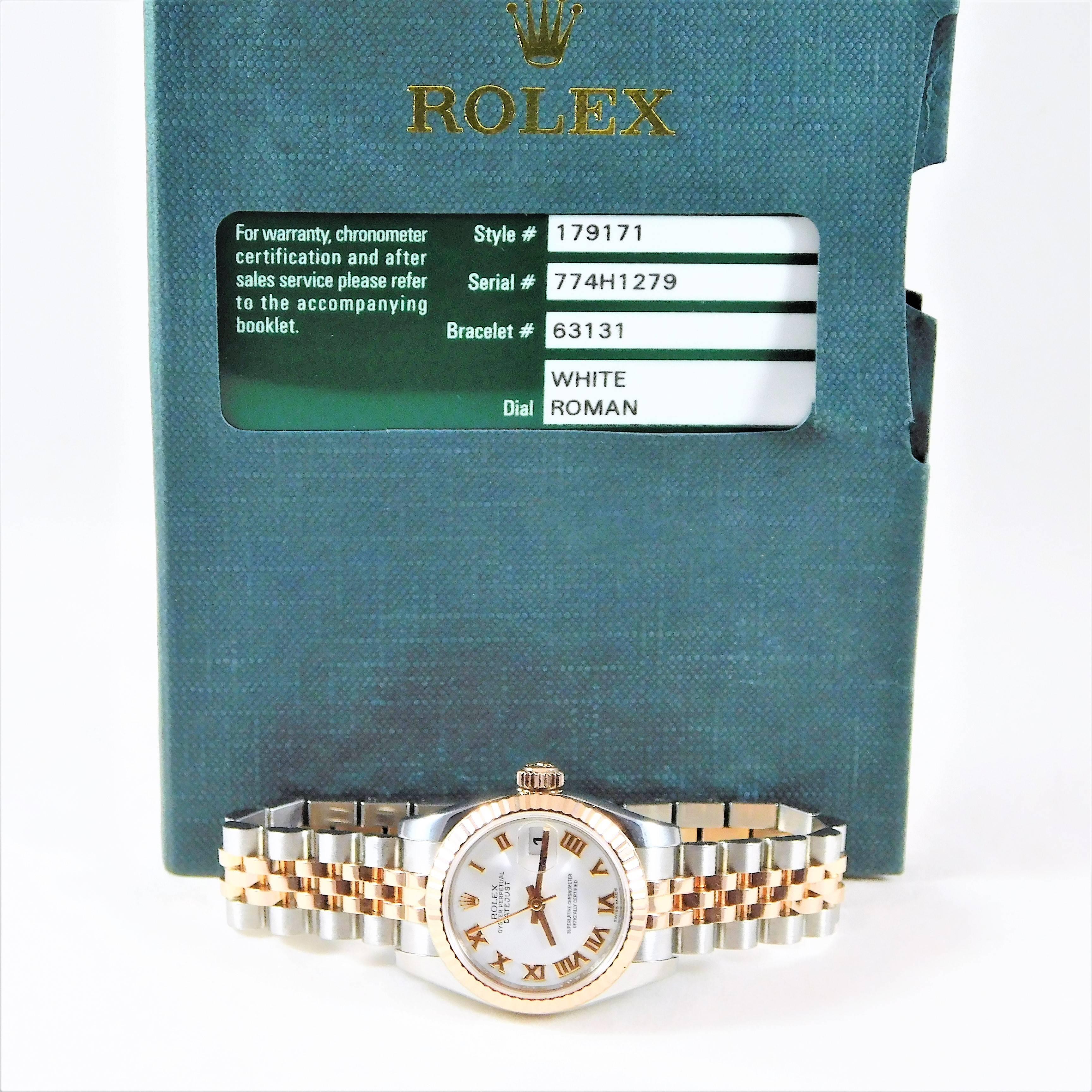 Rolex Ladies Rose Gold Stainless Steel Datejust Pristine Like New Wristwatch In New Condition In Metairie, LA