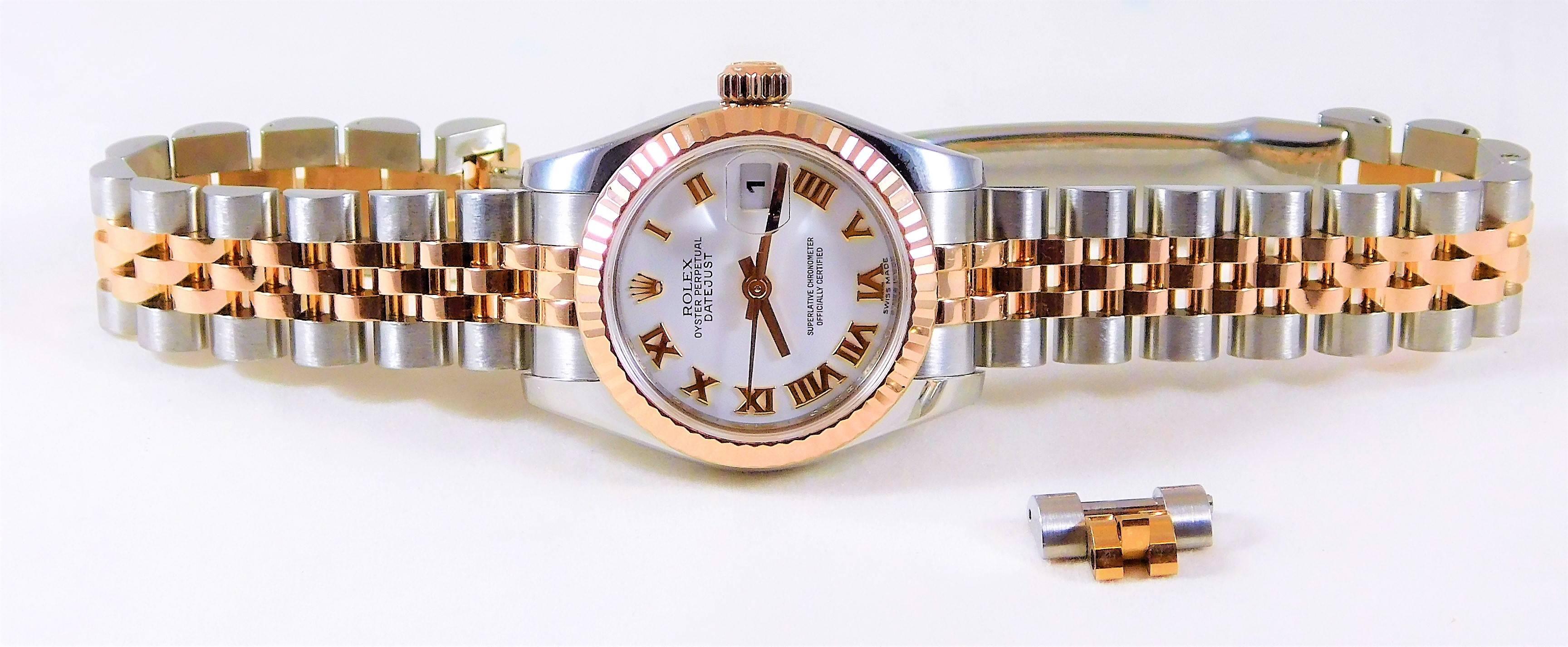 Rolex Ladies Rose Gold Stainless Steel Datejust Pristine Like New Wristwatch 2