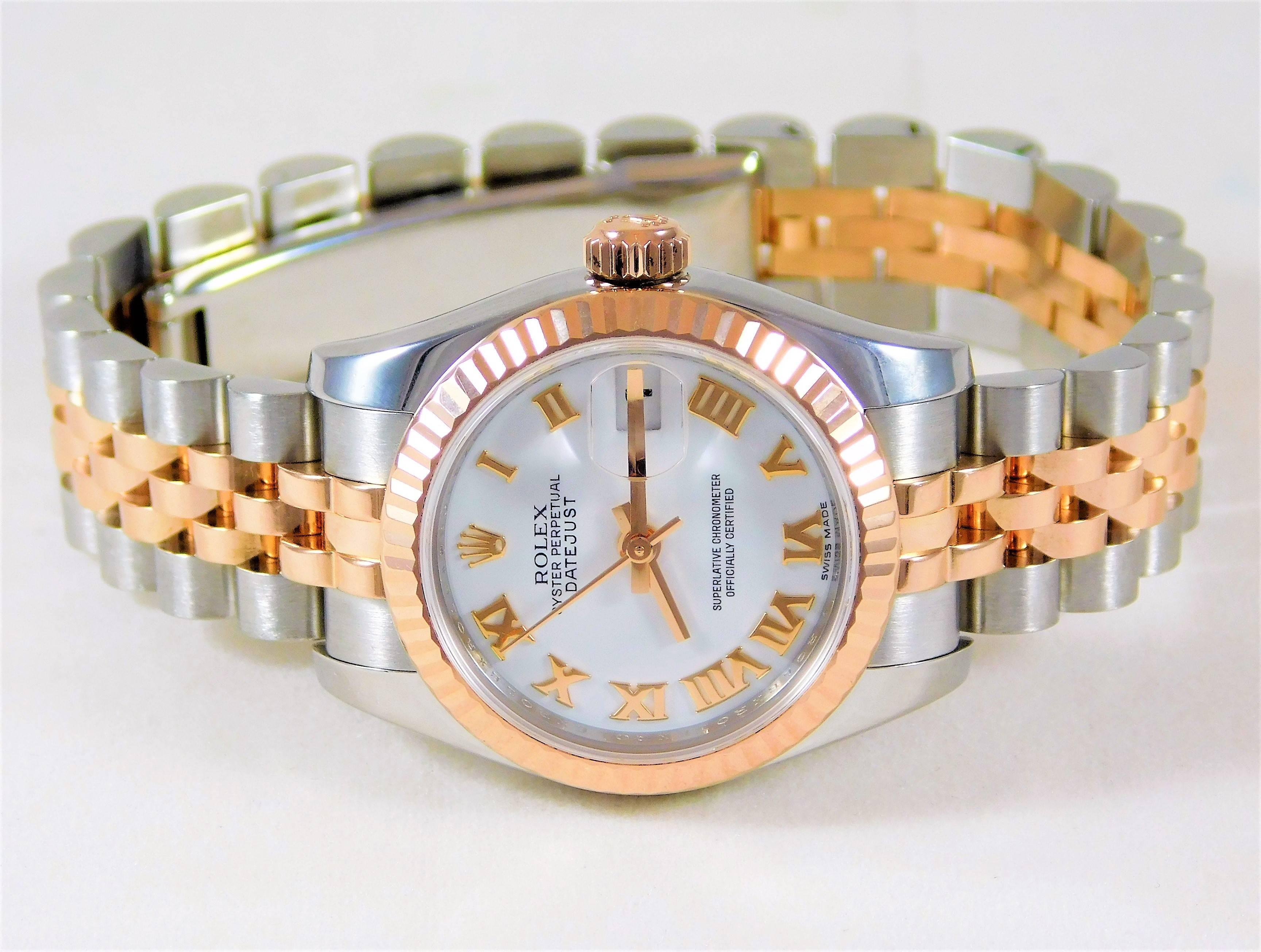 Rolex Ladies Rose Gold Stainless Steel Datejust Pristine Like New Wristwatch 3
