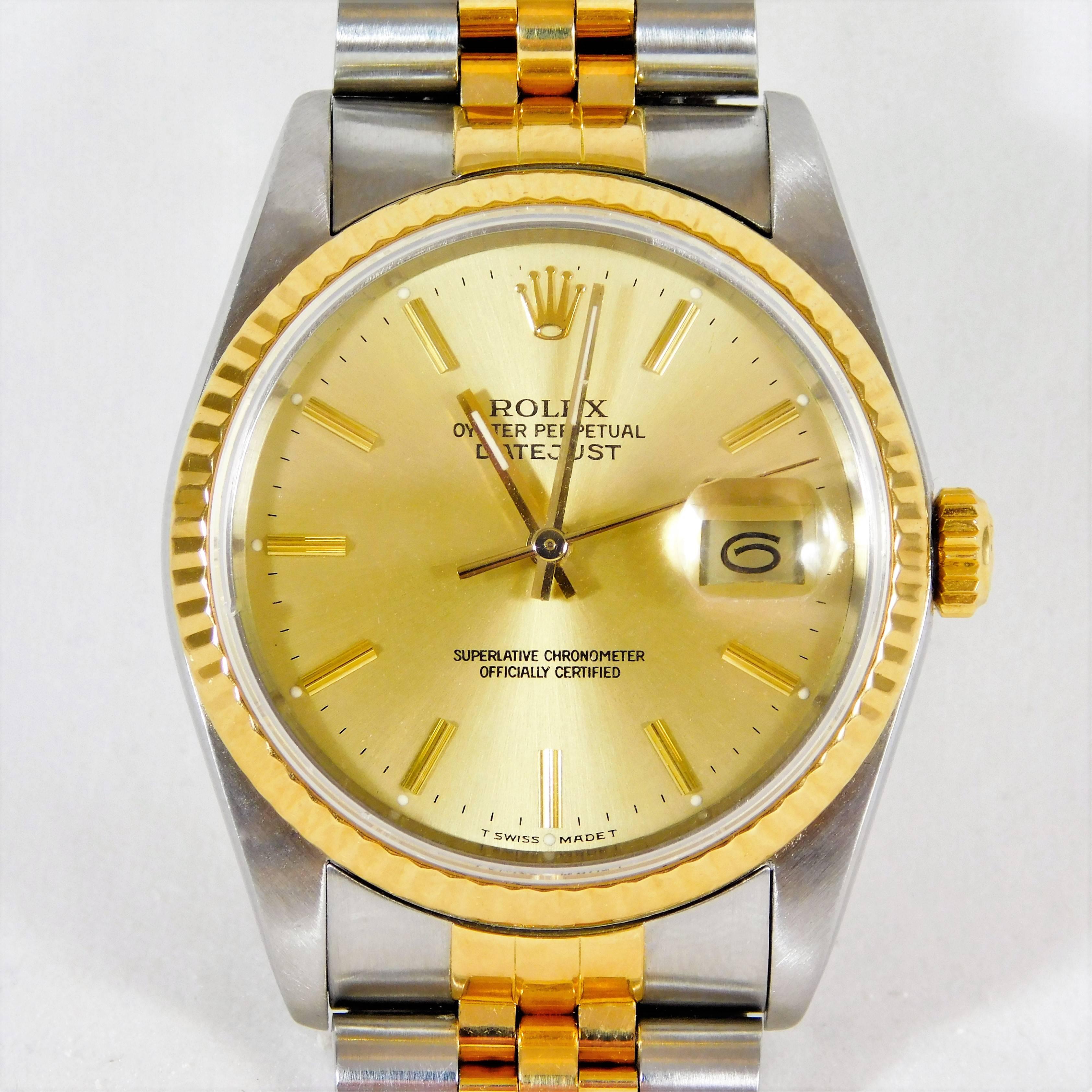 Rolex yellow gold Stainless Steel Oyster Perpetual Datejust Automatic Wristwatch 1