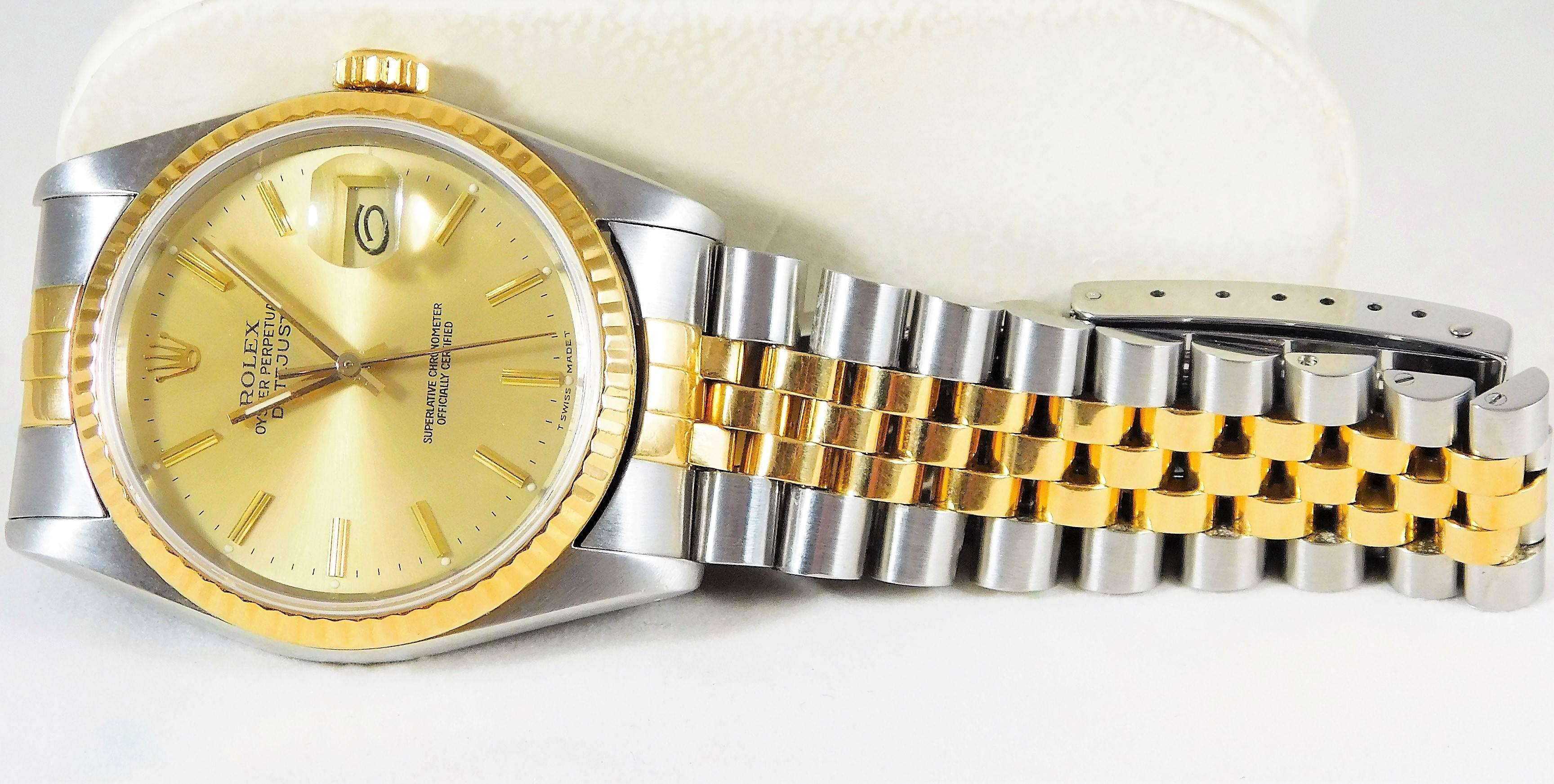Rolex yellow gold Stainless Steel Oyster Perpetual Datejust Automatic Wristwatch 3