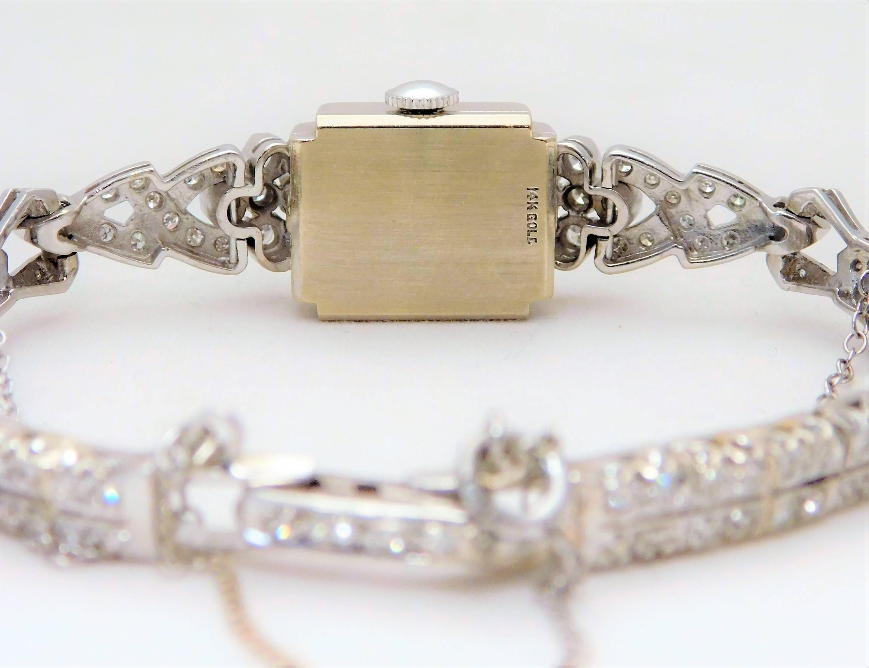 Hamilton Ladies White Gold Diamond Art Deco Luxury Manual Wristwatch 1
