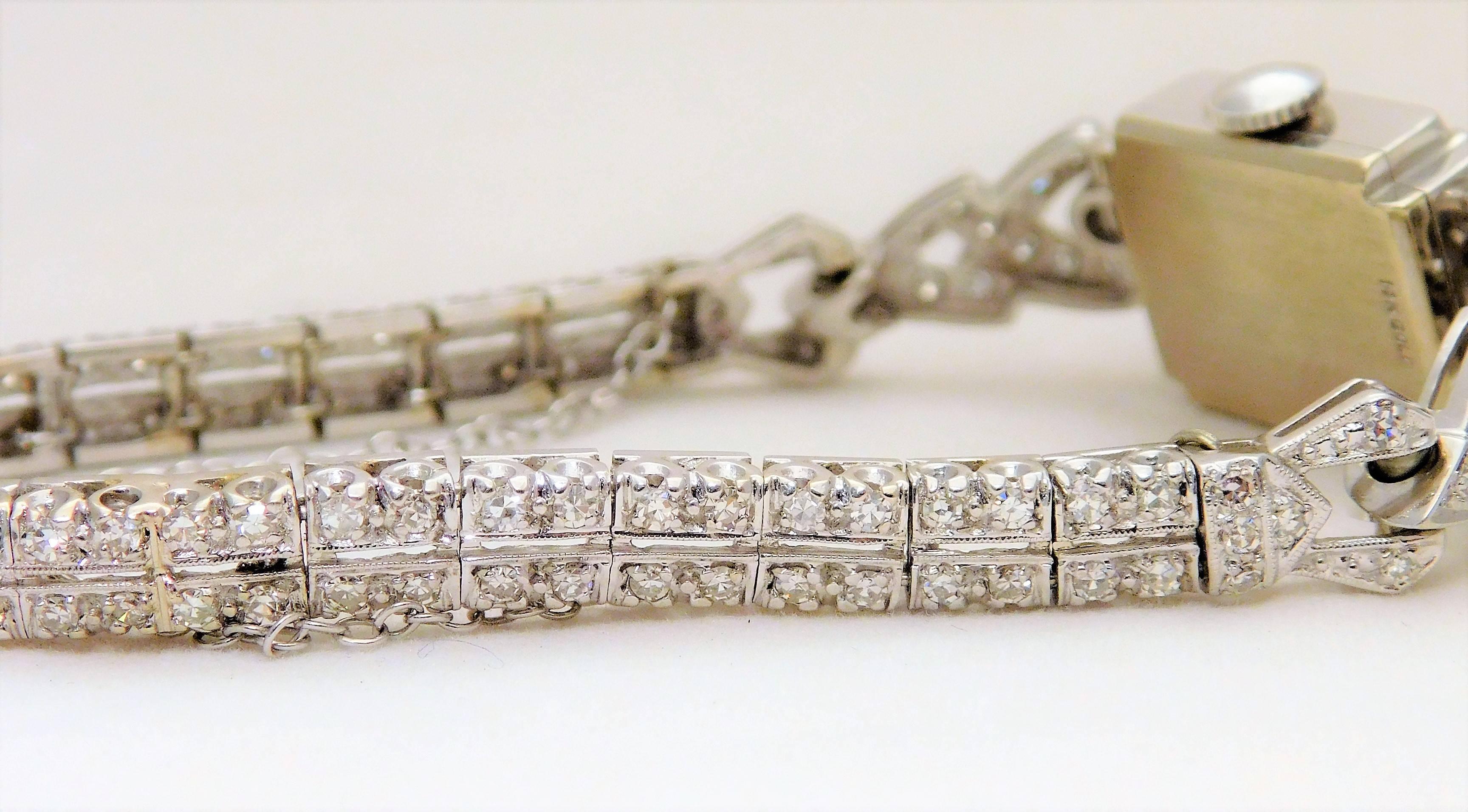 Hamilton Ladies White Gold Diamond Art Deco Luxury Manual Wristwatch 3