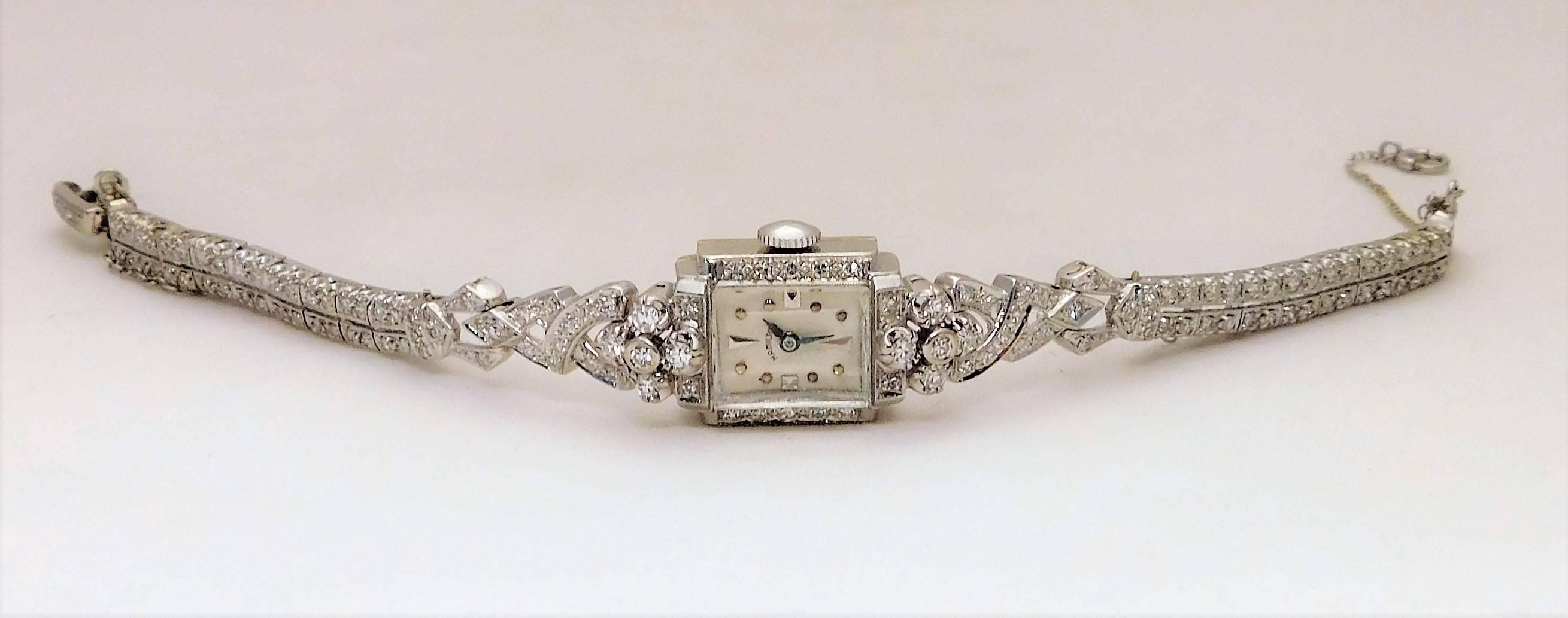 Hamilton Ladies White Gold Diamond Art Deco Luxury Manual Wristwatch 4