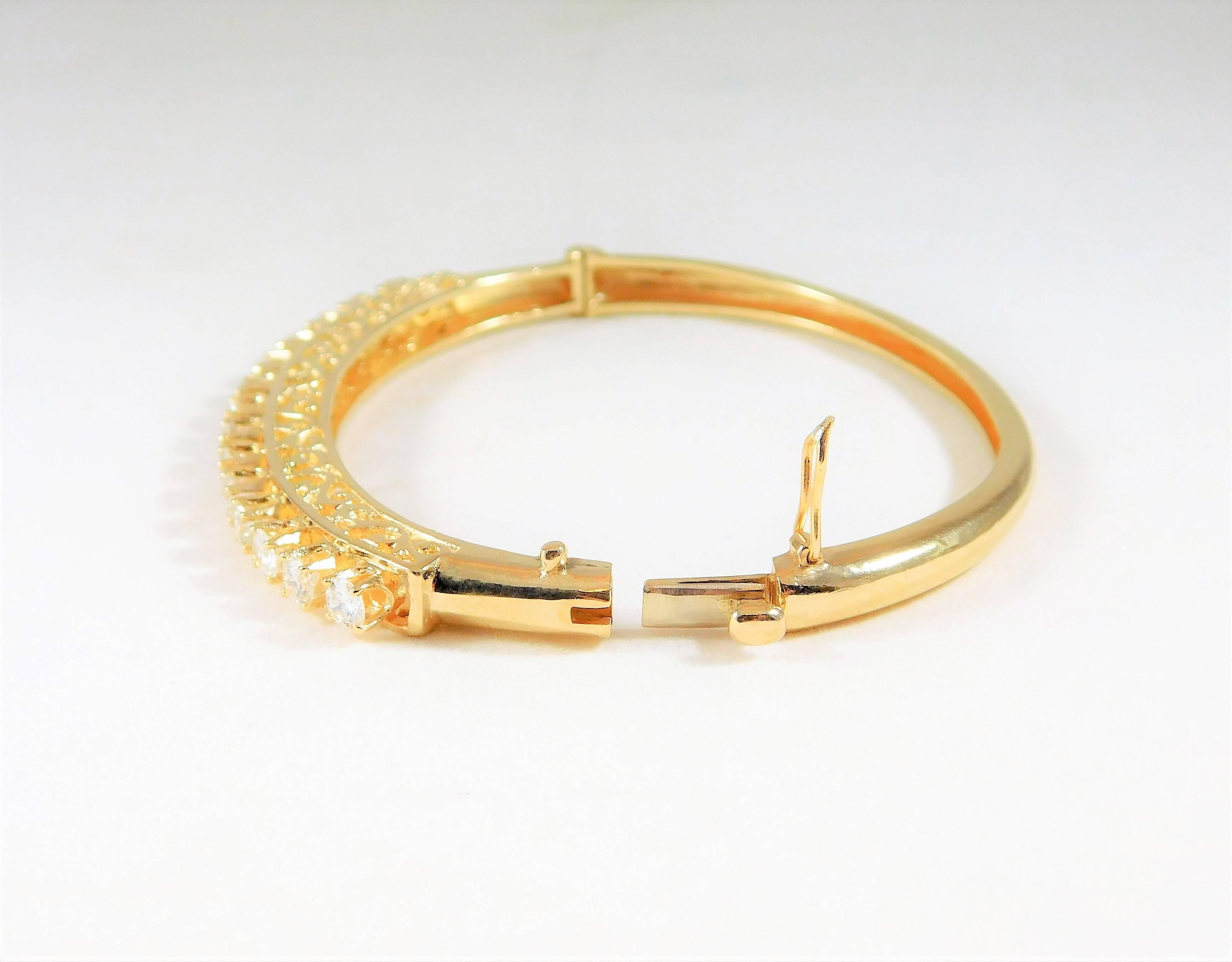 Vintage 14 Karat Gold Bangle Diamond Bracelet 5