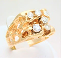 Gents 14 Karat Yellow Gold Ring with Diamonds