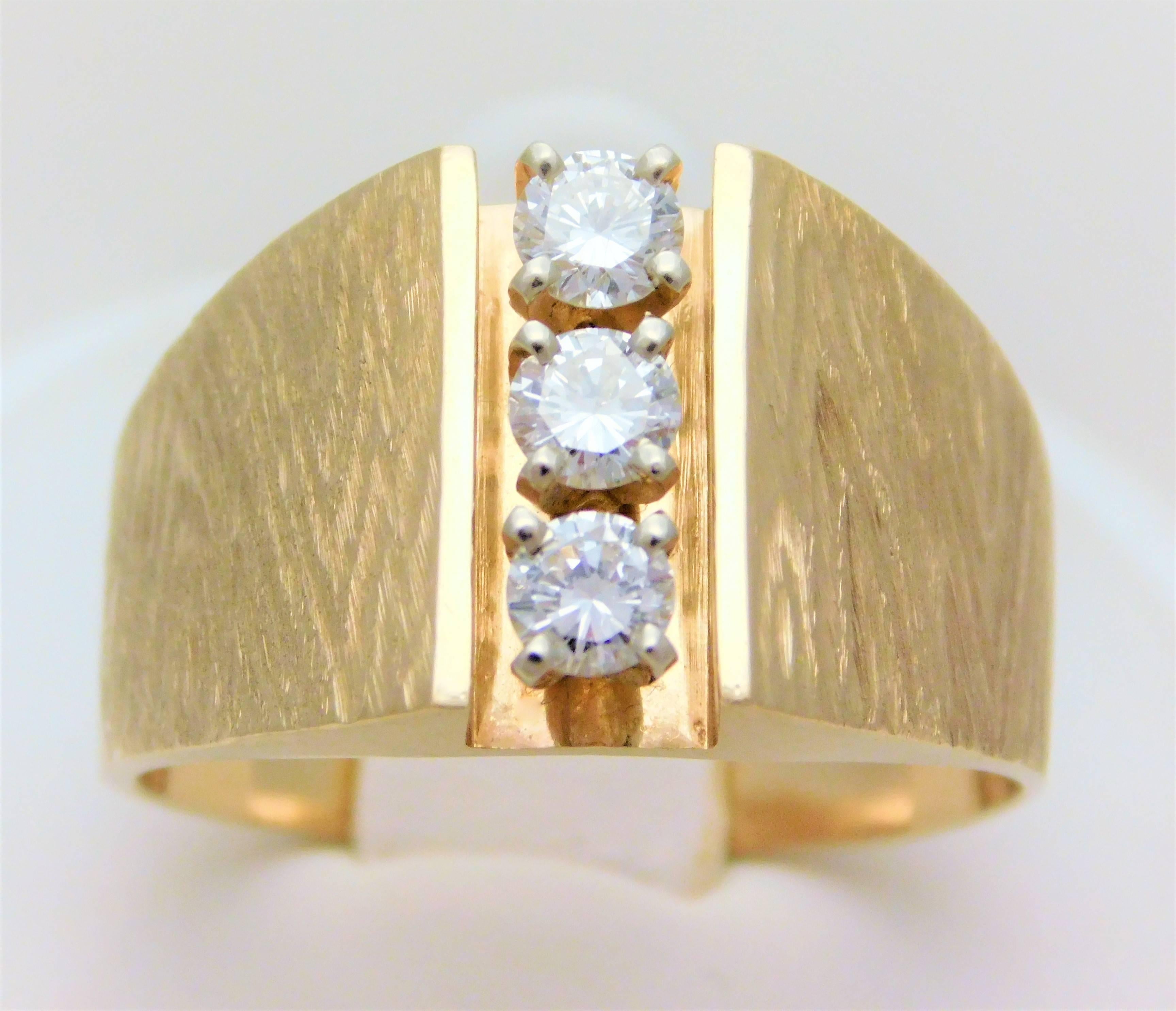 Damascene Finish Diamond Gold Cocktail Ring 1