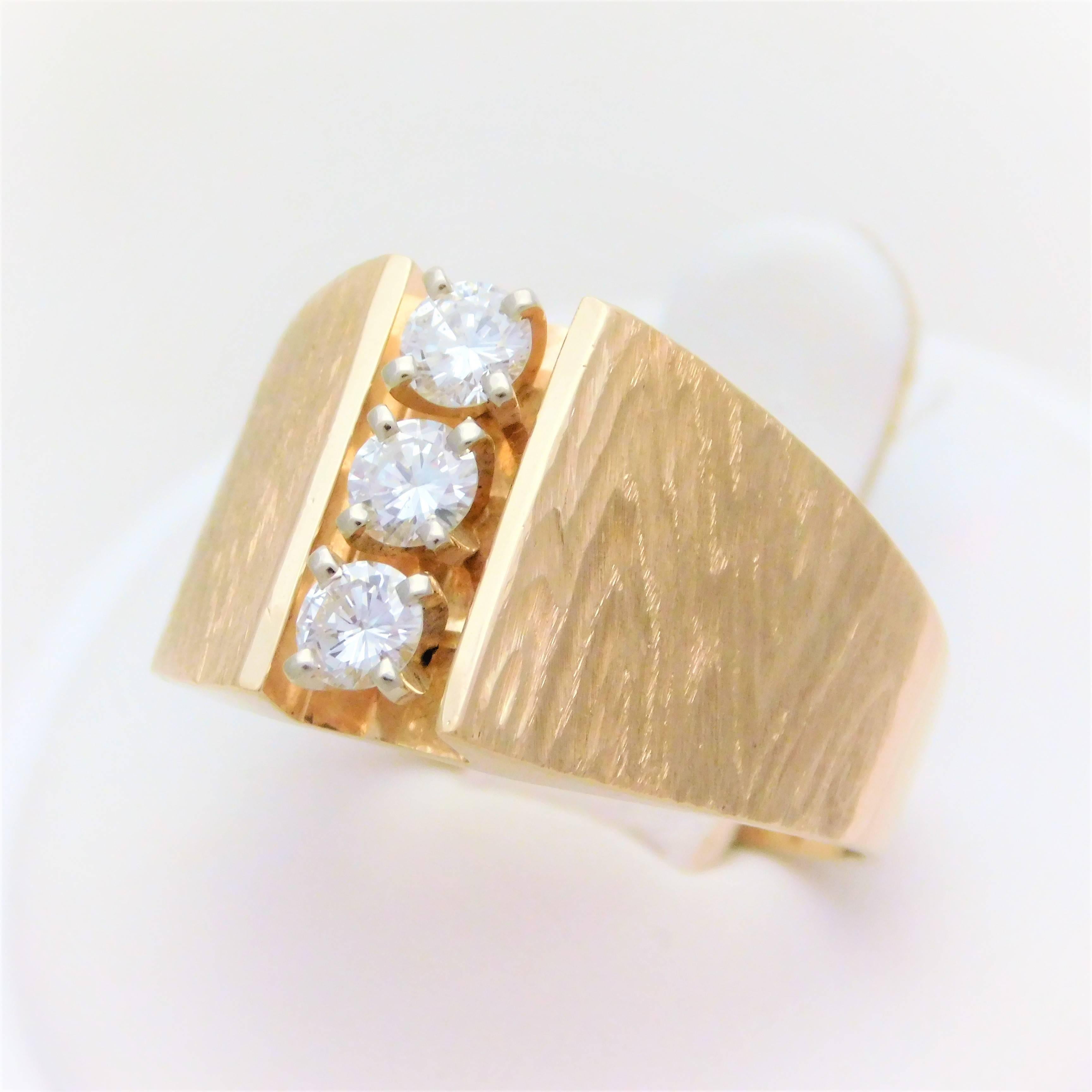 Damascene Finish Diamond Gold Cocktail Ring 2