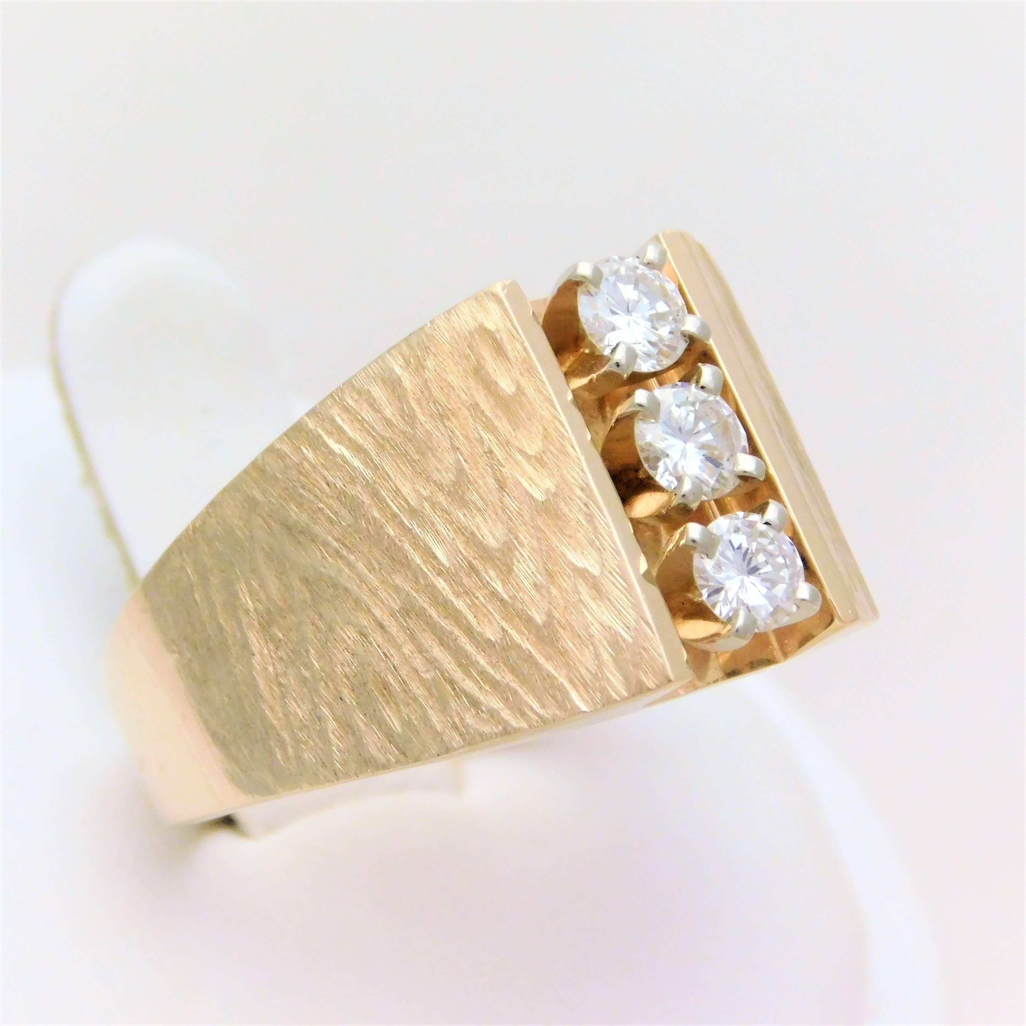 Damascene Finish Diamond Gold Cocktail Ring 4