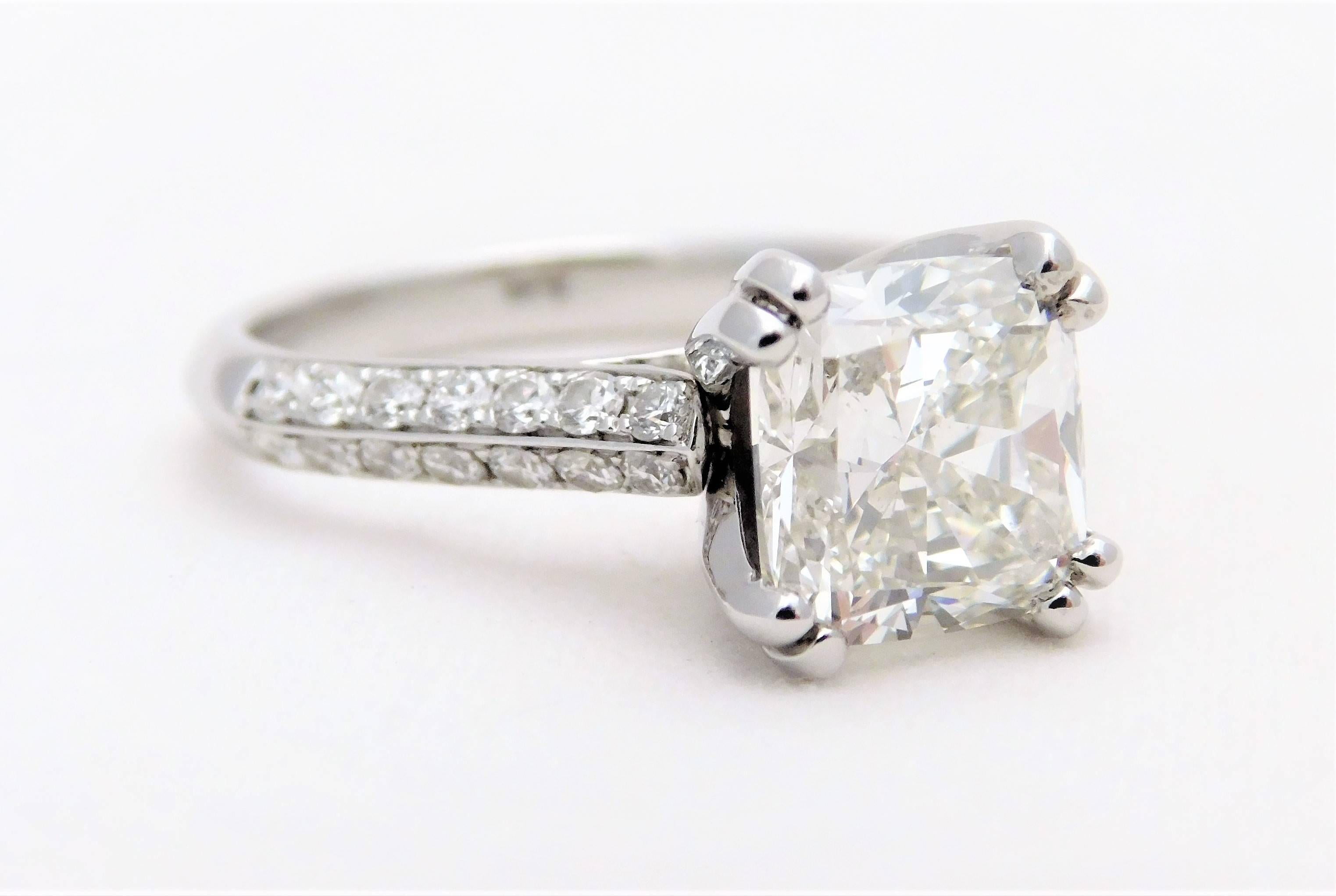 Women's GIA Certified 3.28 Carat Cushion-Cut Diamond Engagement Ring