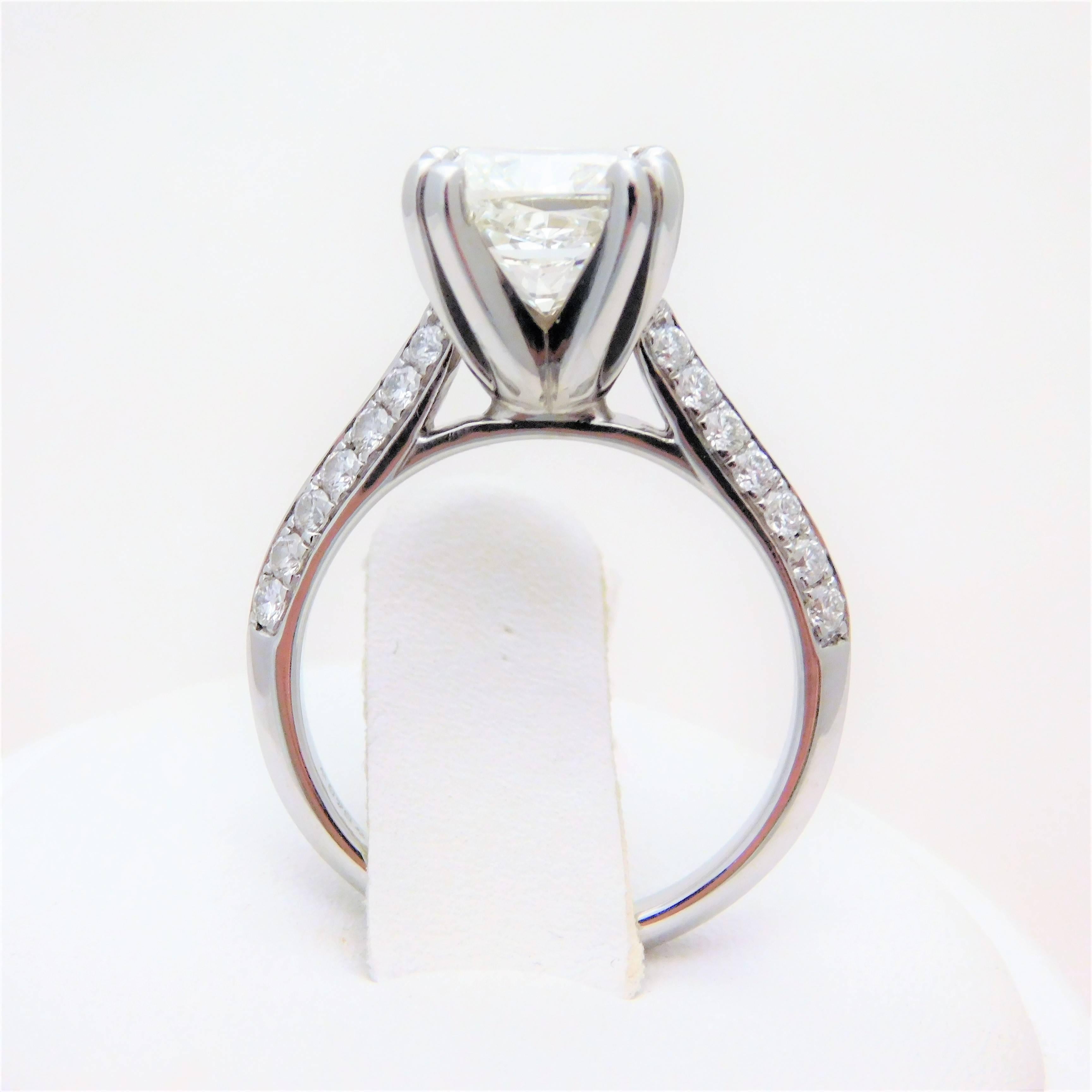 GIA Certified 3.28 Carat Cushion-Cut Diamond Engagement Ring 4