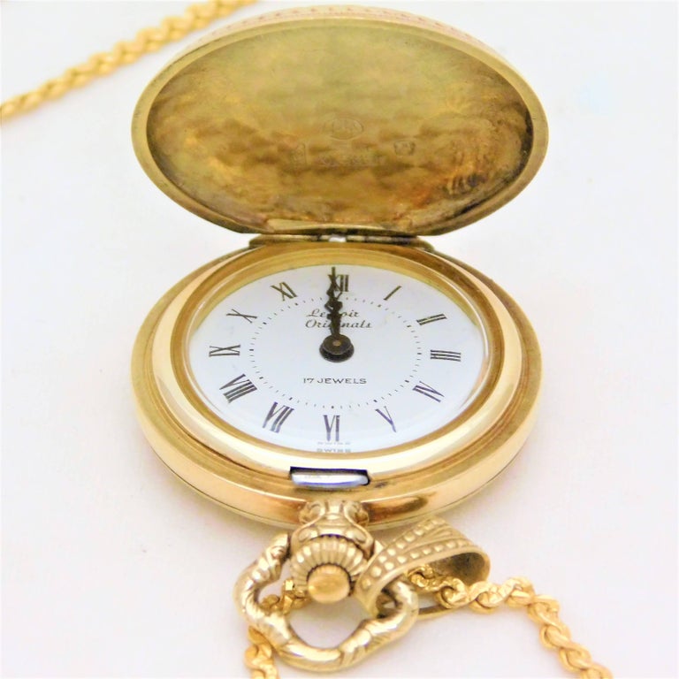 Le Soir Yellow Gold Antique Pocket Watch Pendant Necklace For Sale at