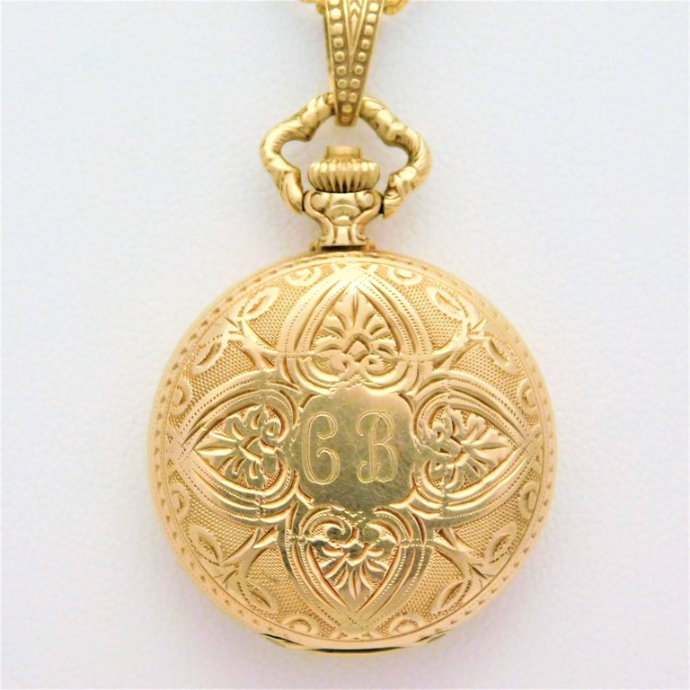 Le Soir Yellow Gold Antique Pocket Watch Pendant Necklace For Sale at