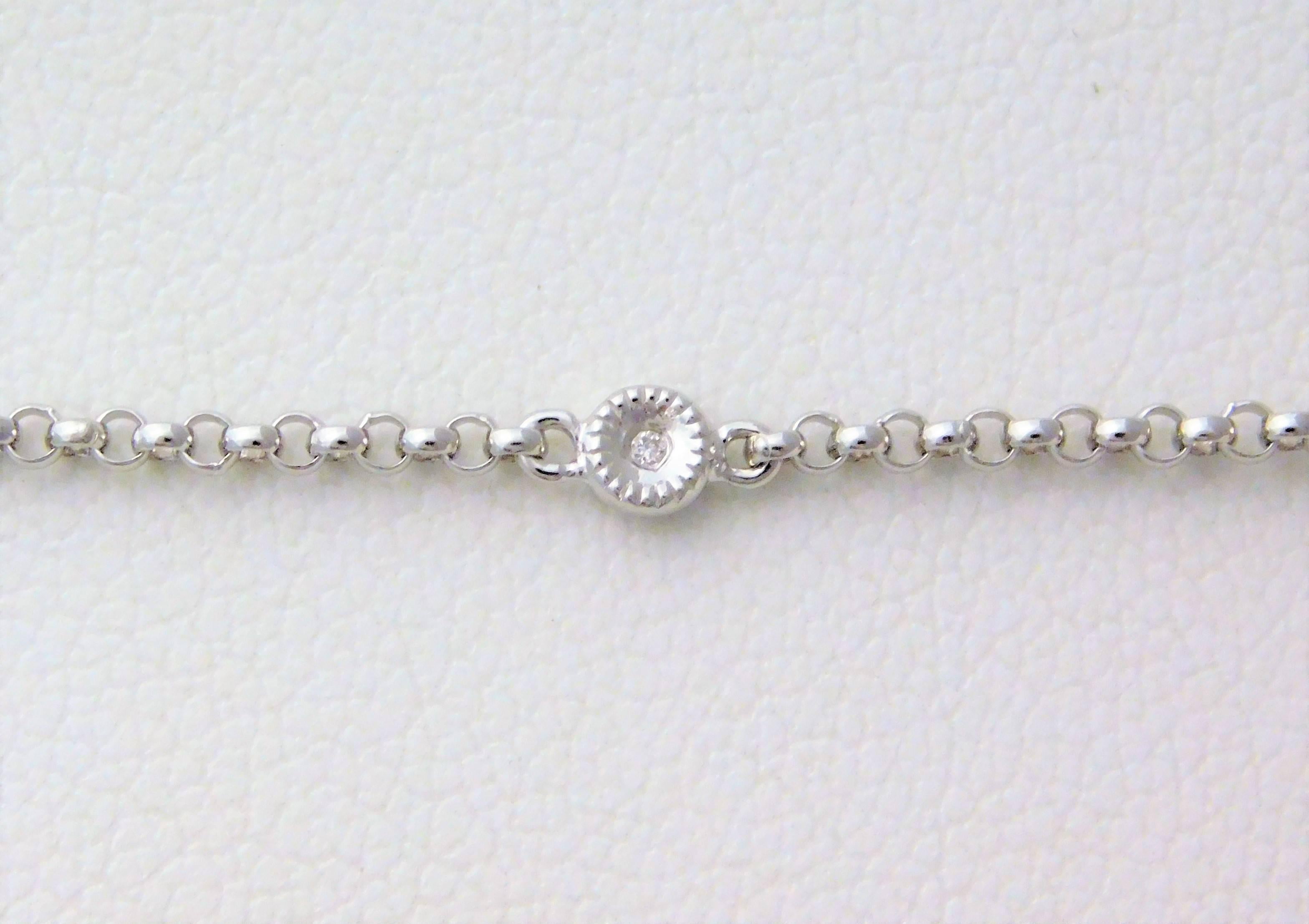 Women's 14 Karat White Gold Diamond Oval Pendant Necklace with Diamond Chain