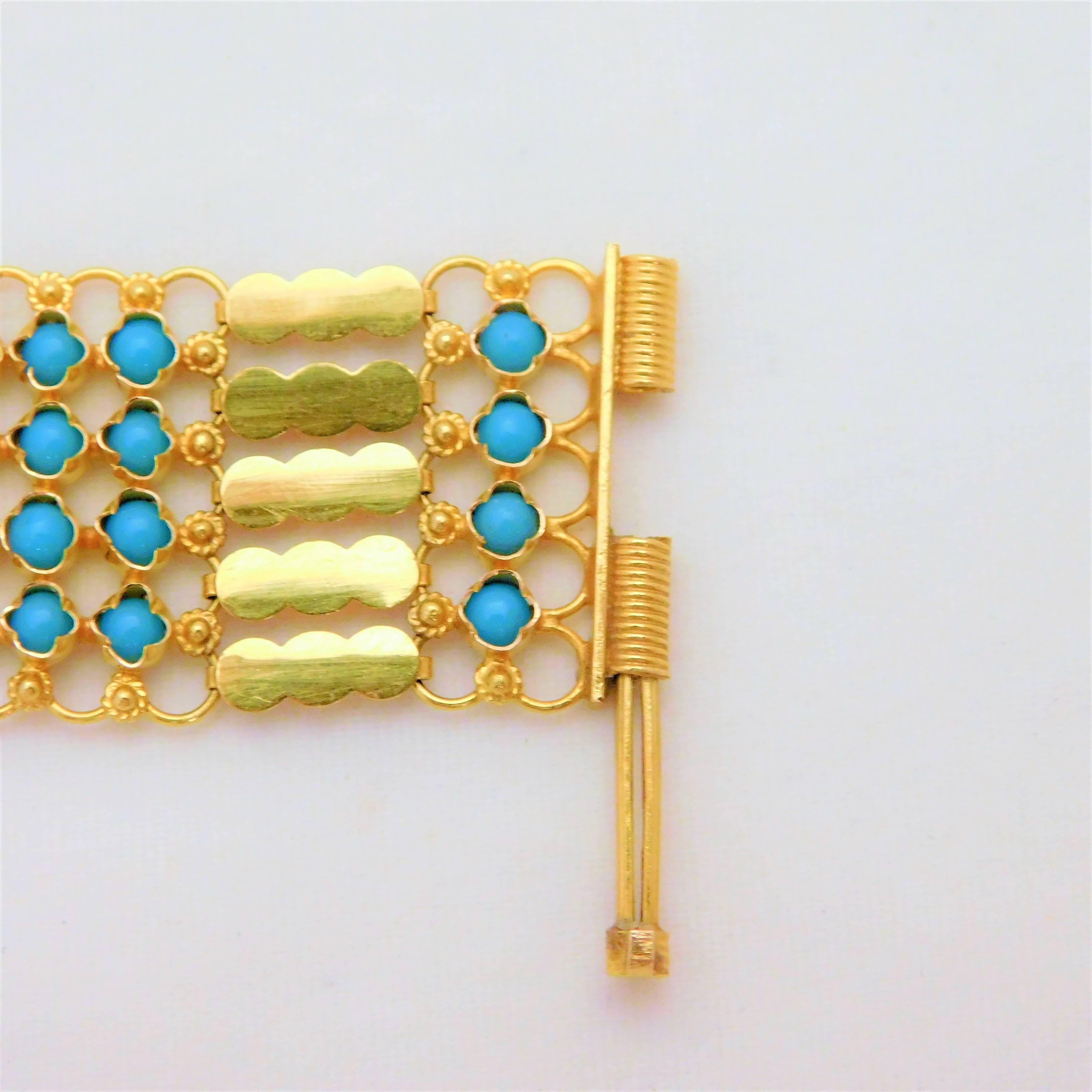 Women's Handcrafted 22 Karat Gold and Turquoise Dubai Bracelet