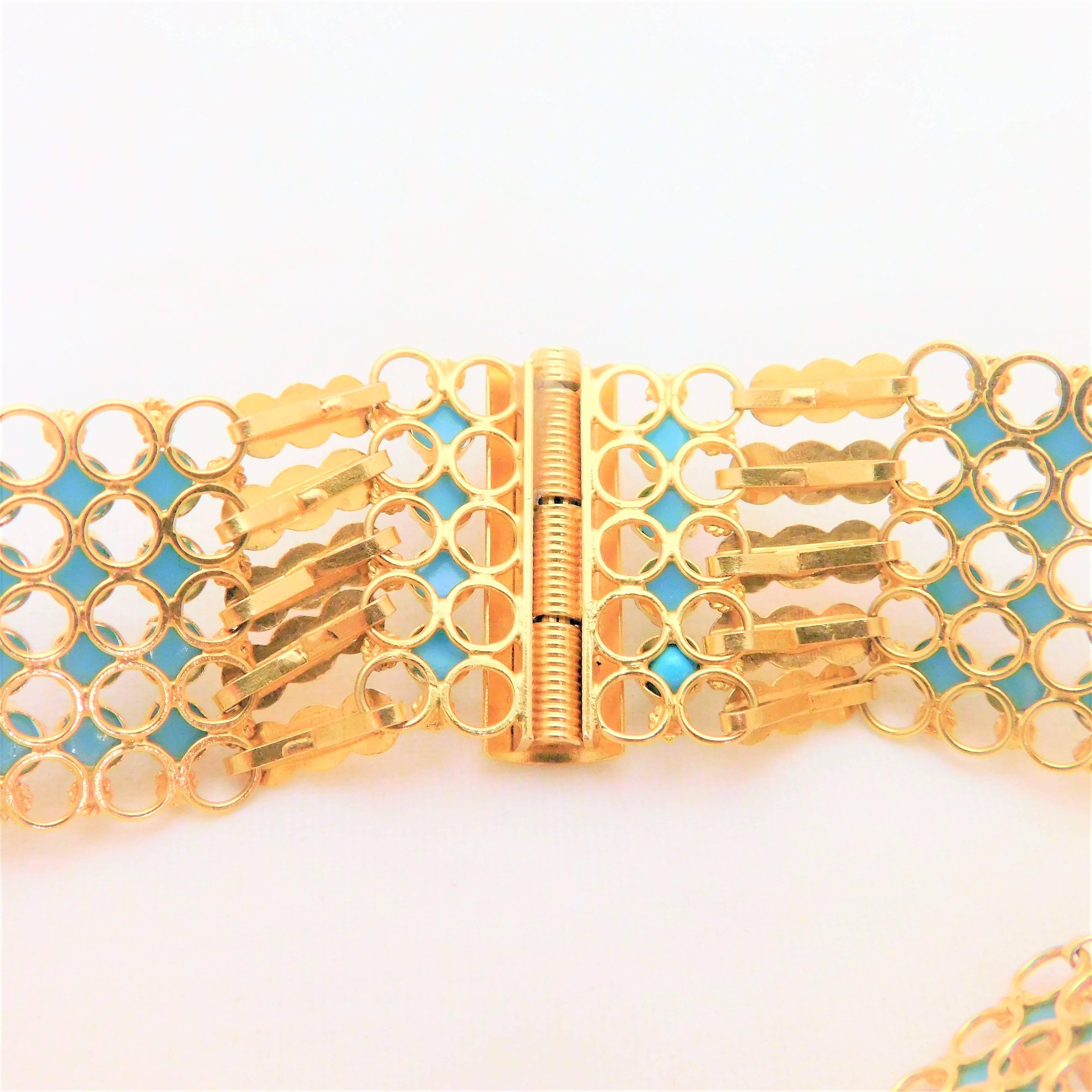 Handcrafted 22 Karat Gold and Turquoise Dubai Bracelet 1