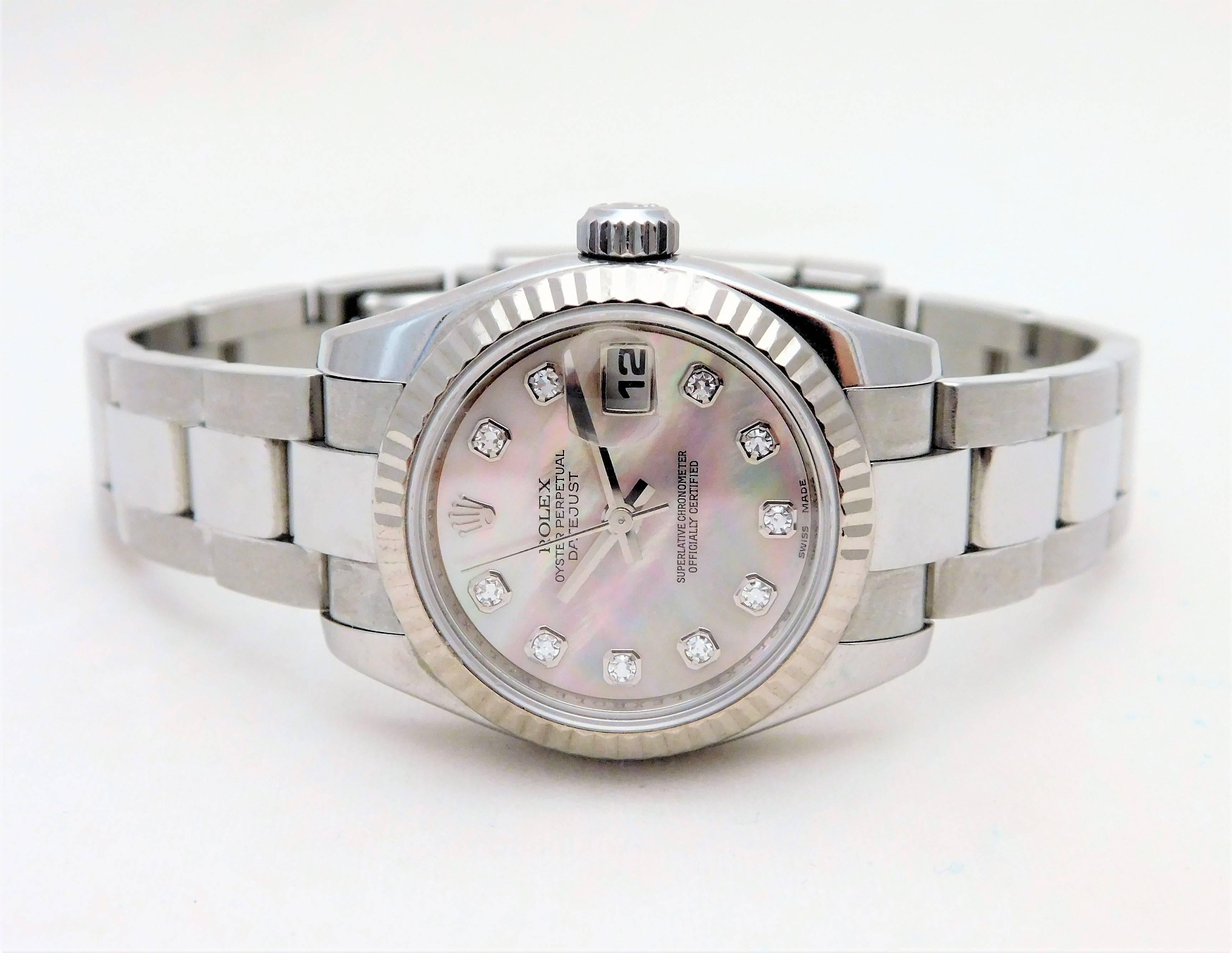 Women's Rolex Ladies Stainless Steel Oyster Perpetual DateJust Automatic Wristwatch