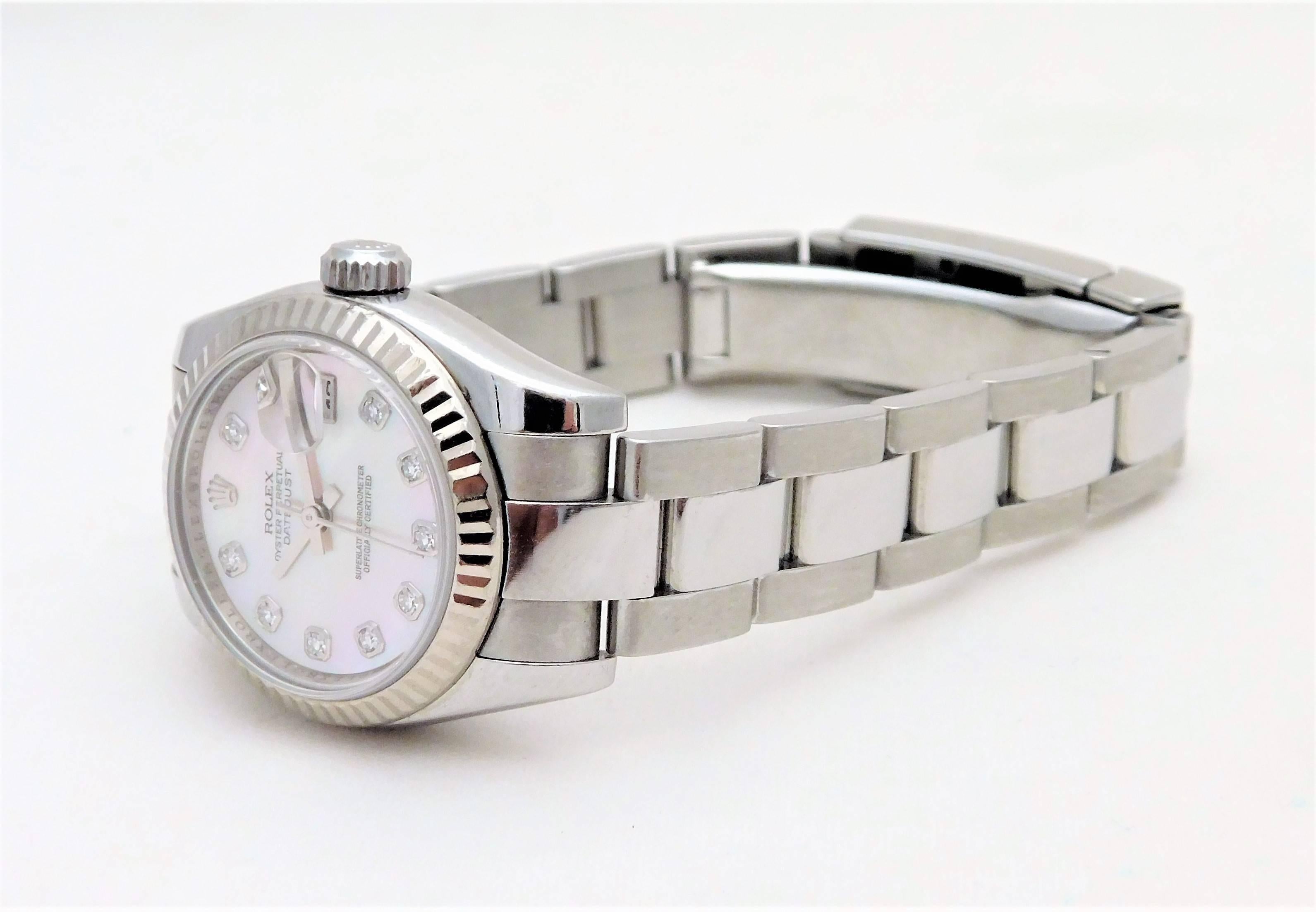 Rolex Ladies Stainless Steel Oyster Perpetual DateJust Automatic Wristwatch 1