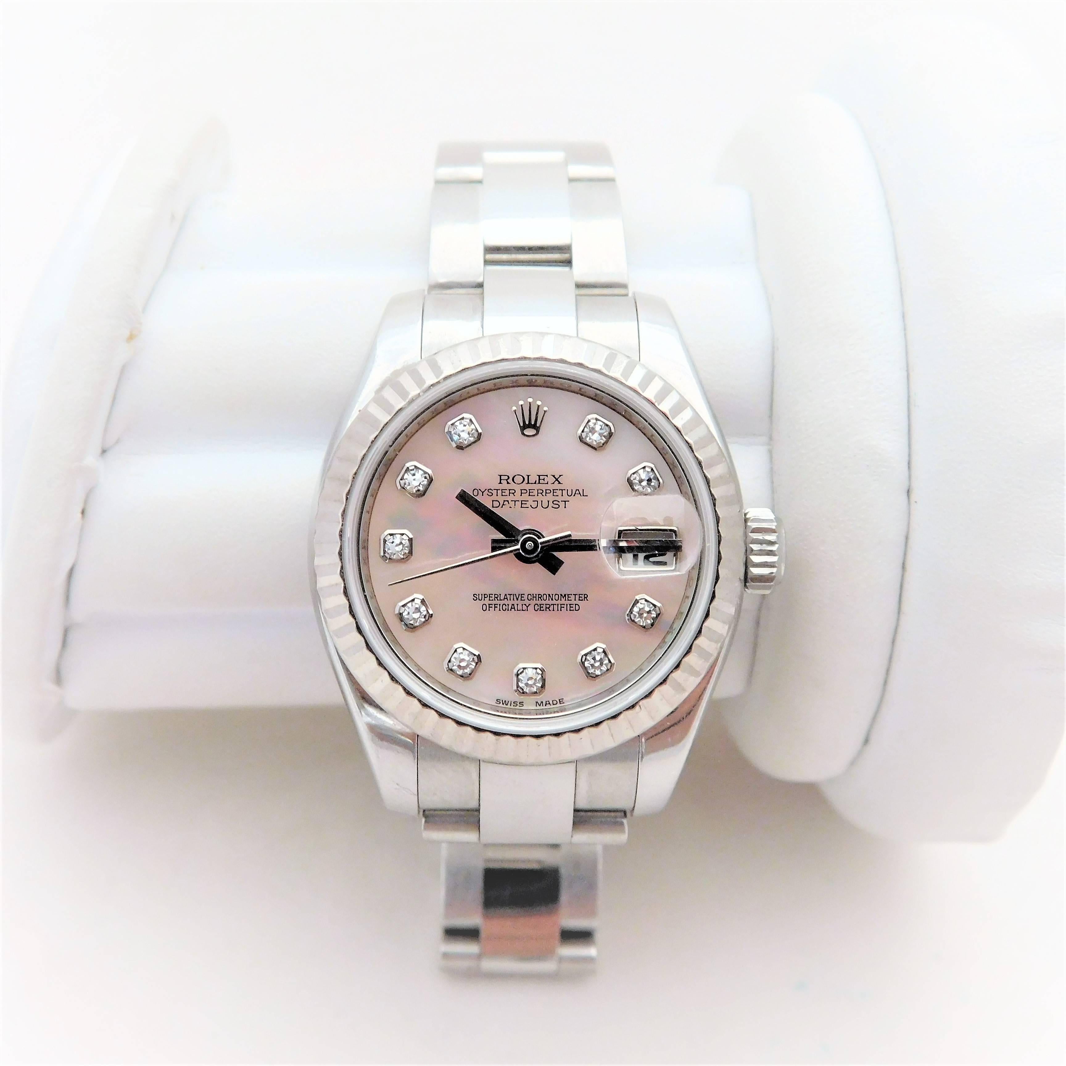 Rolex Ladies Stainless Steel Oyster Perpetual DateJust Automatic Wristwatch 4